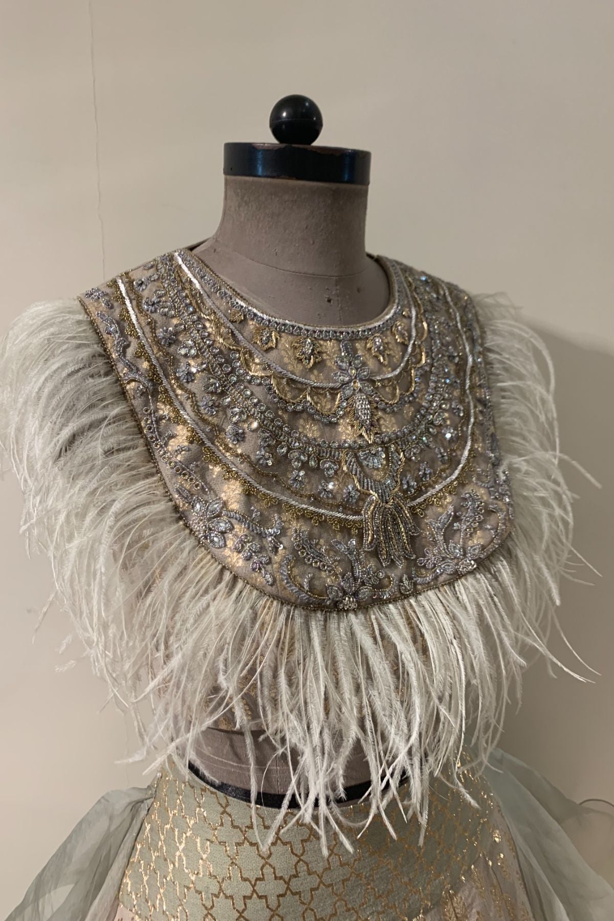 Olive Chanderi Booti Pleated Lehenga