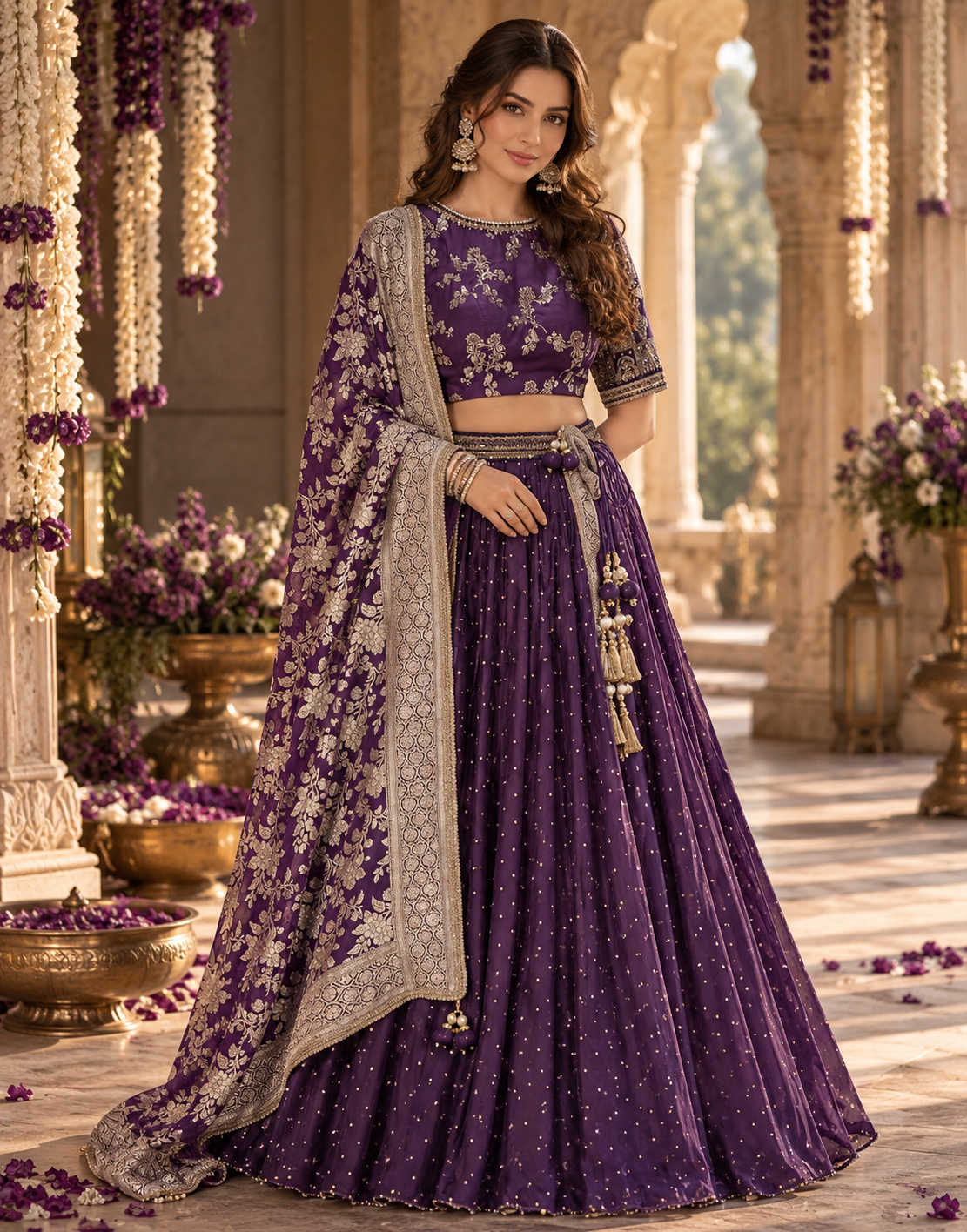 Purple Banarasi Lehenga