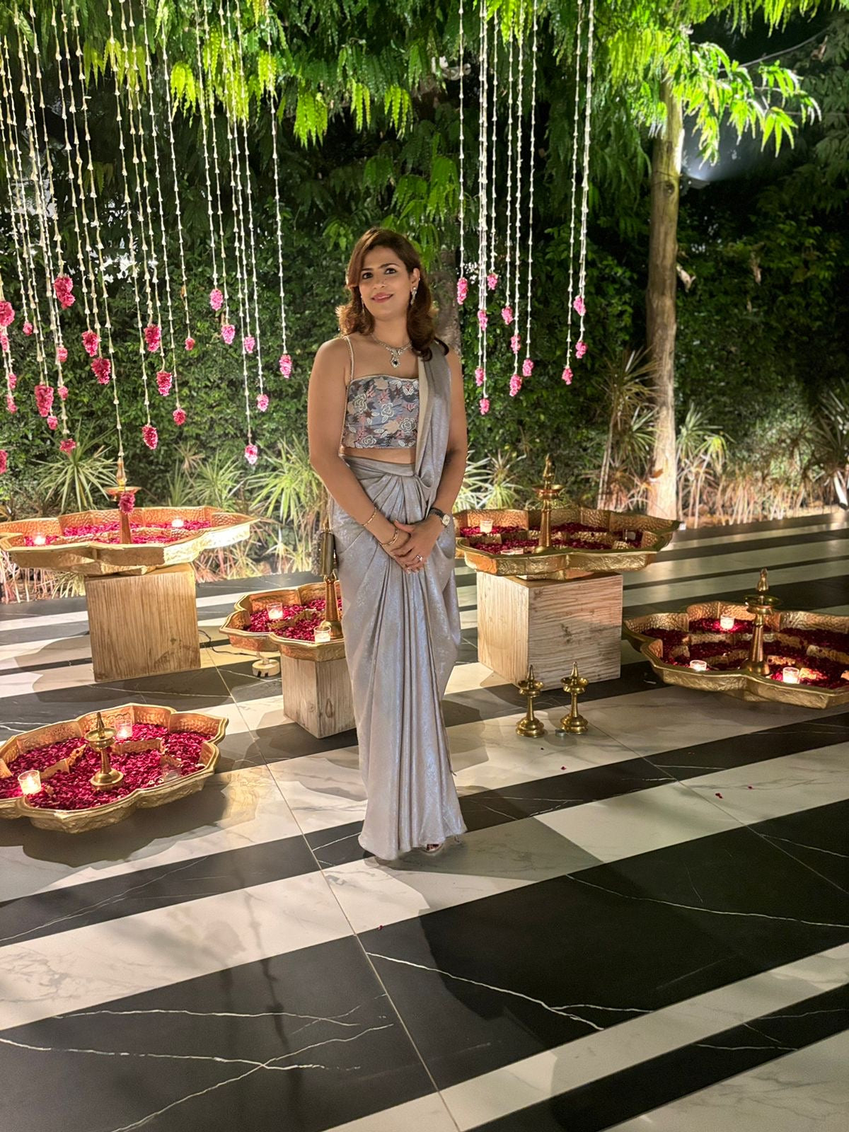 English Blue Draped Saree