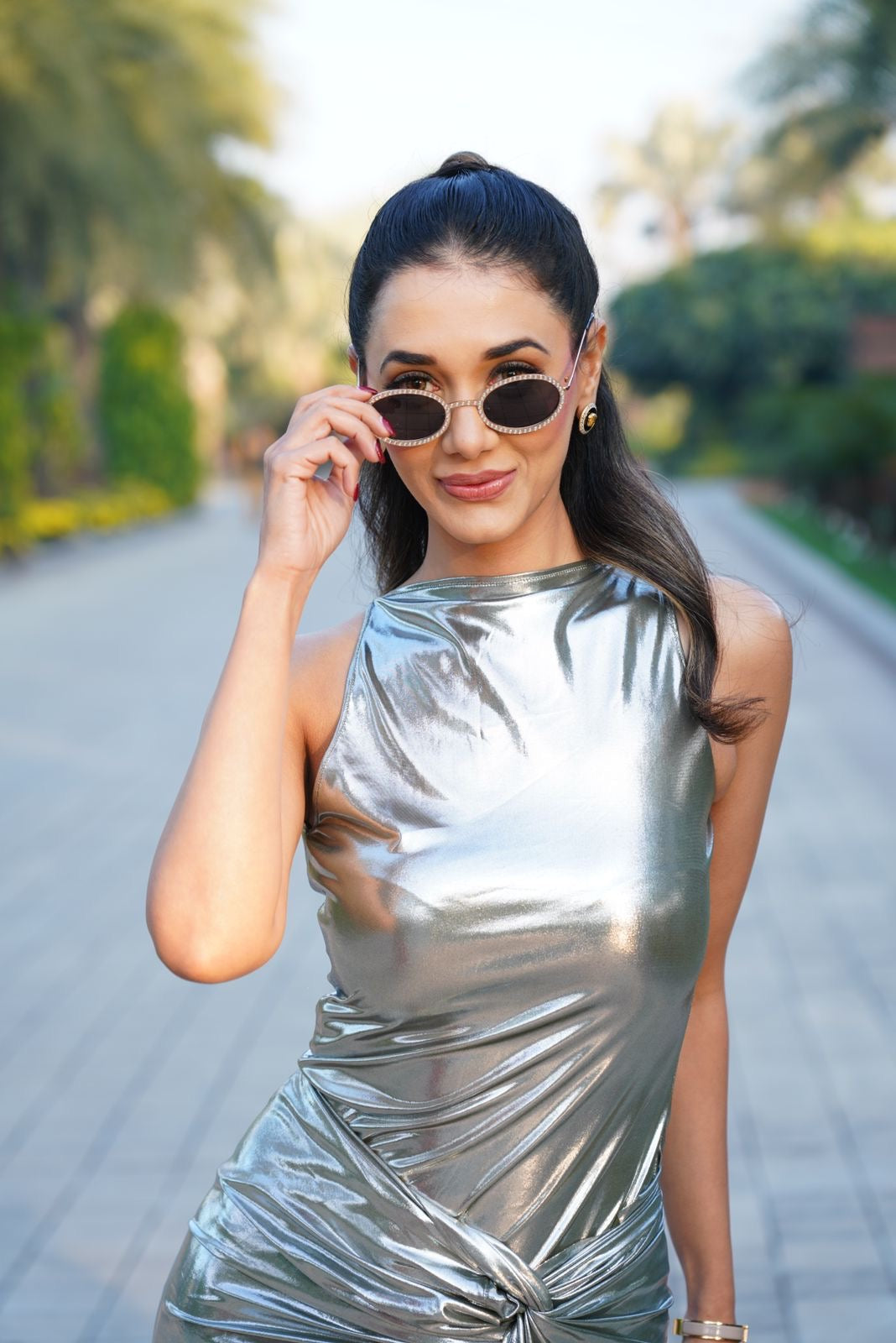 Silver Metallic 2 piece gown