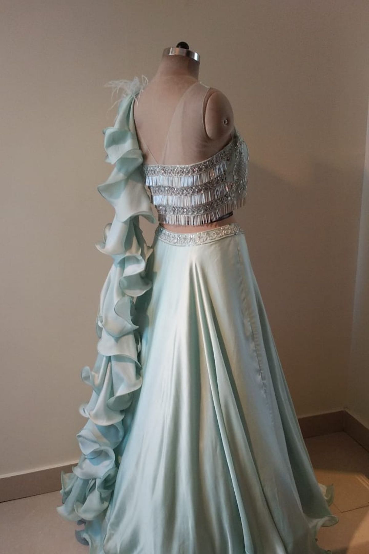 Pastel Blue Draped Lehenga