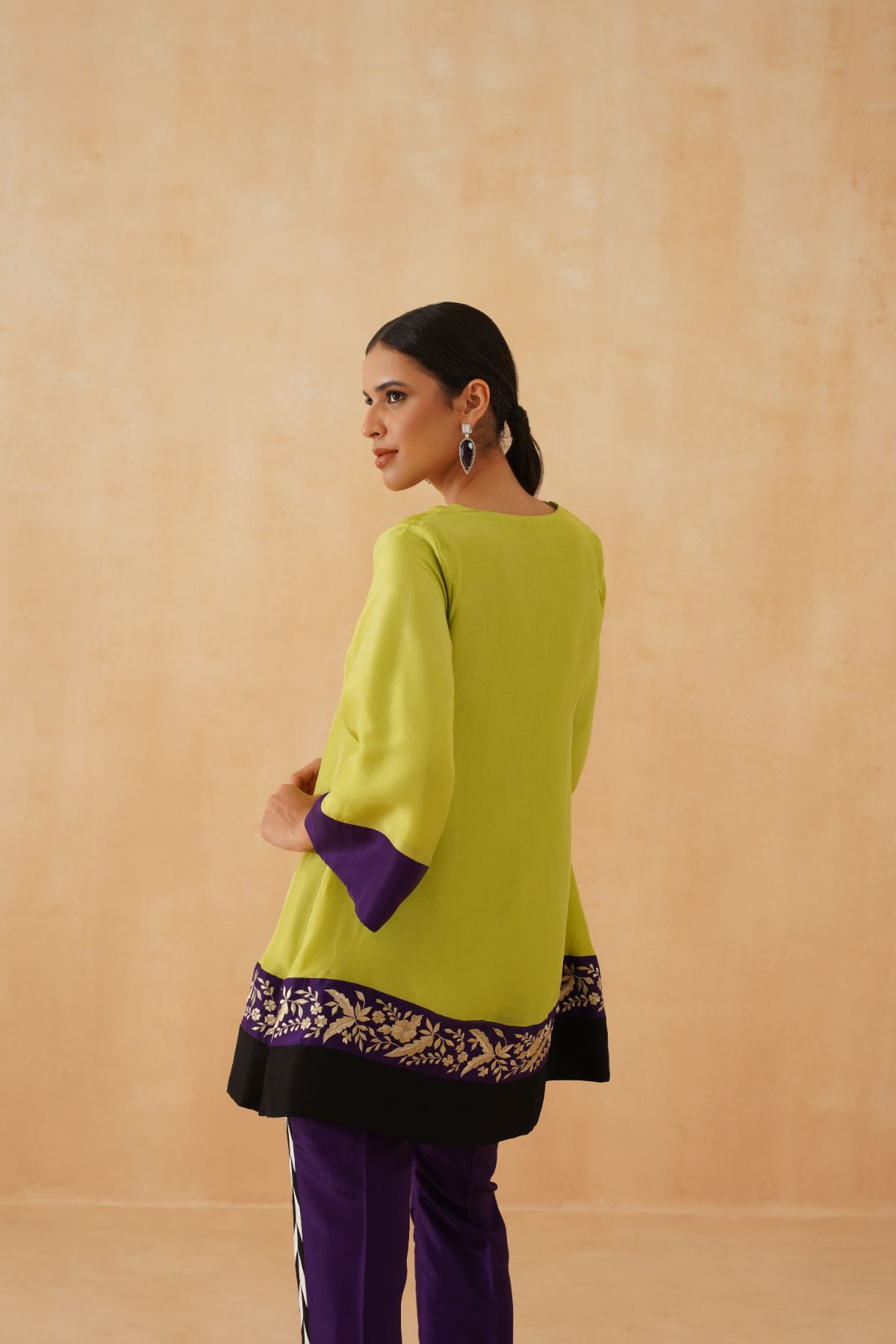 Green /purple Kurta Set