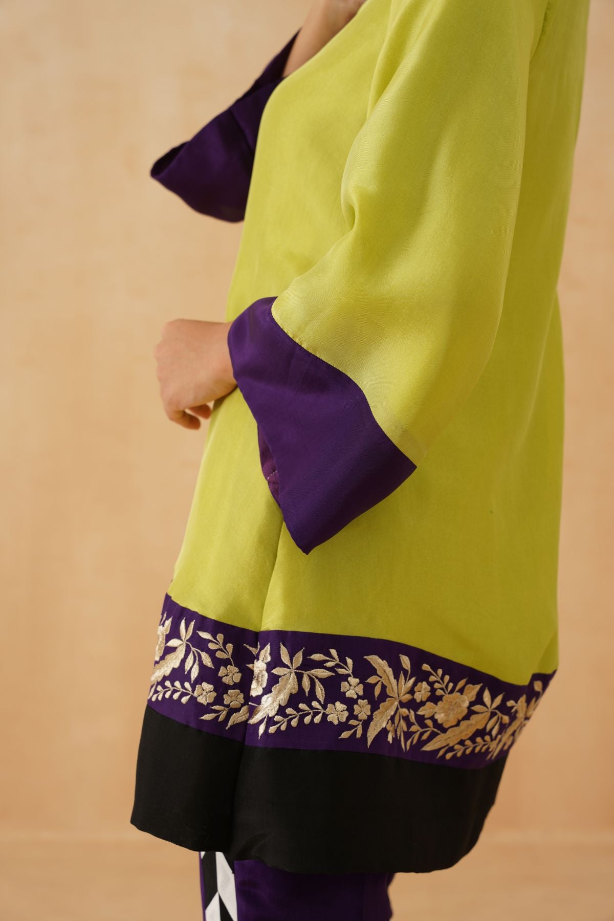 Green /purple Kurta Set