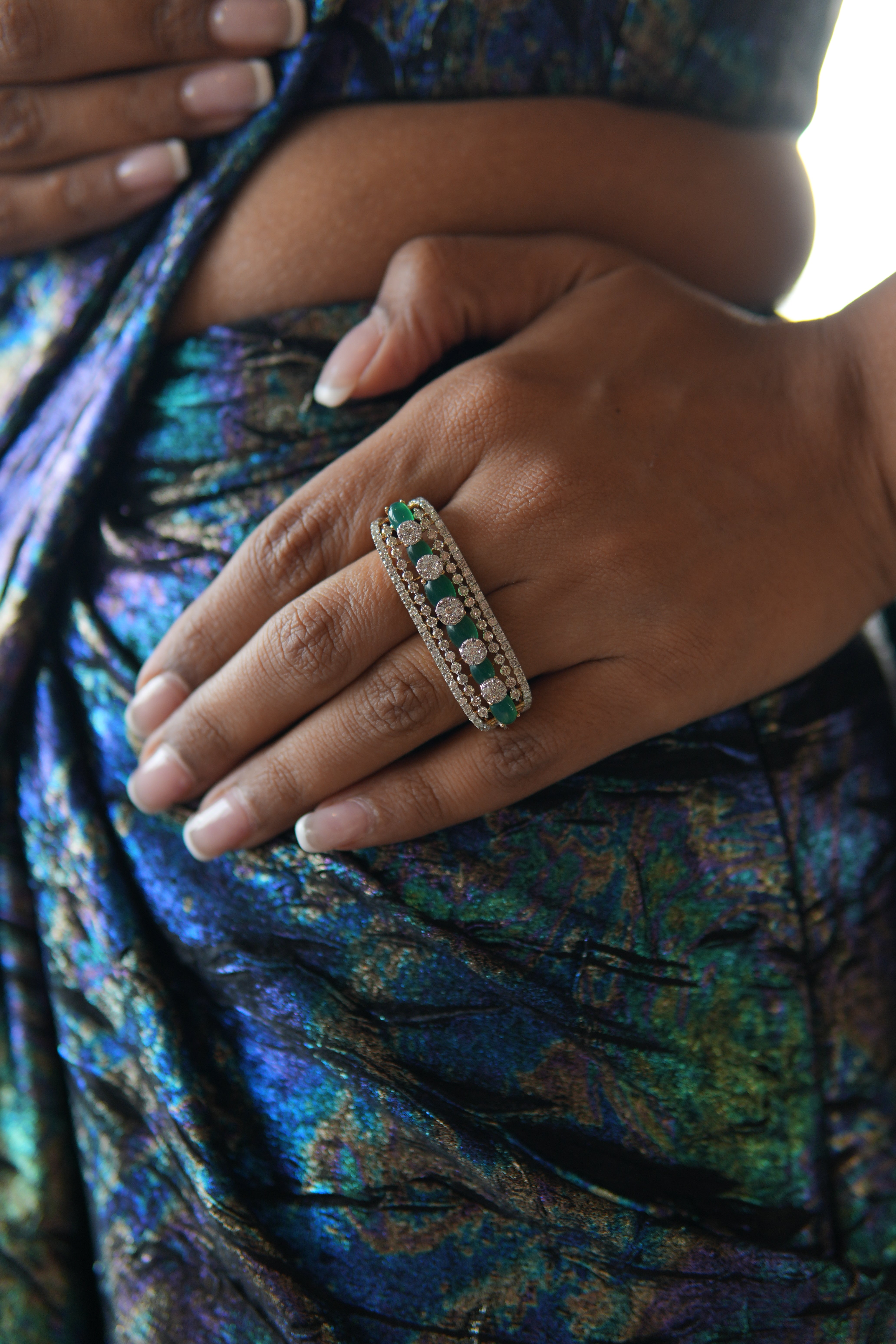 Crushed Rainbow Foil Draped Saree