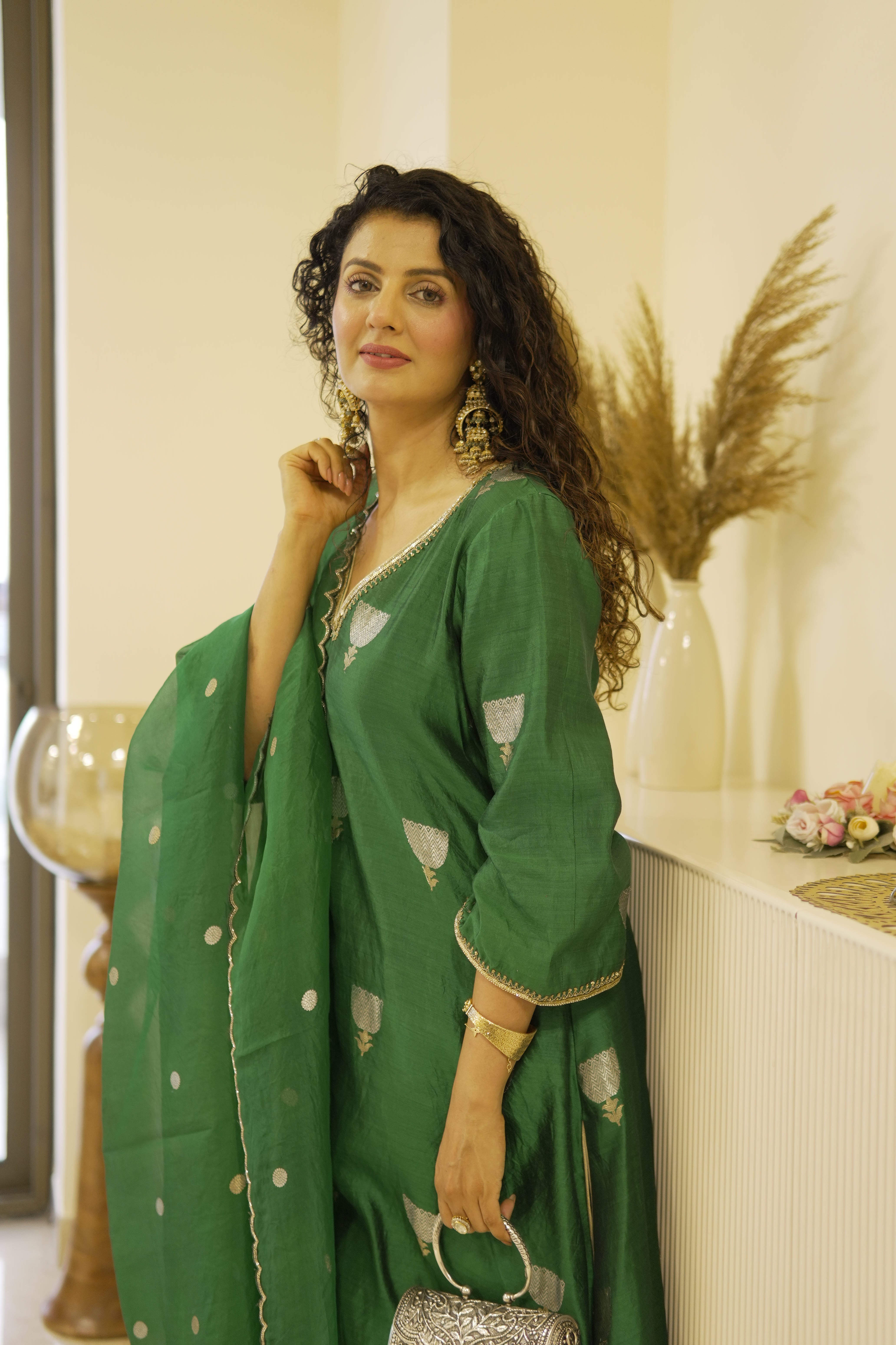 Emerald Green Brocade Suit