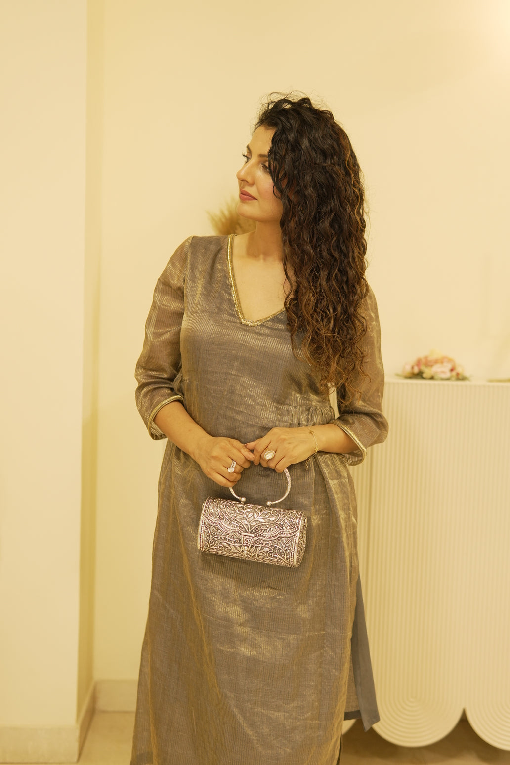 Munga silk tissue choga set