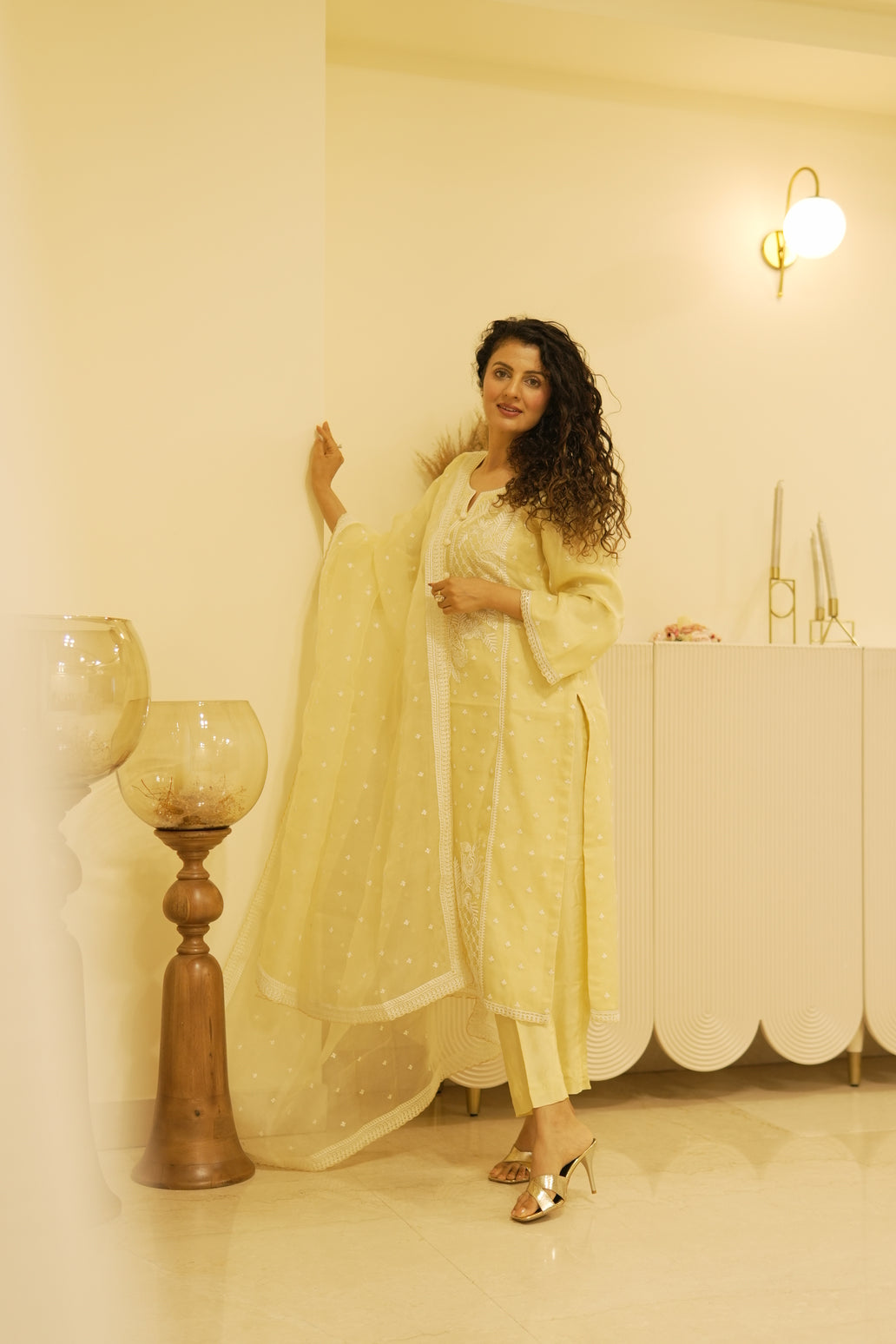 Lemon Organza Suit