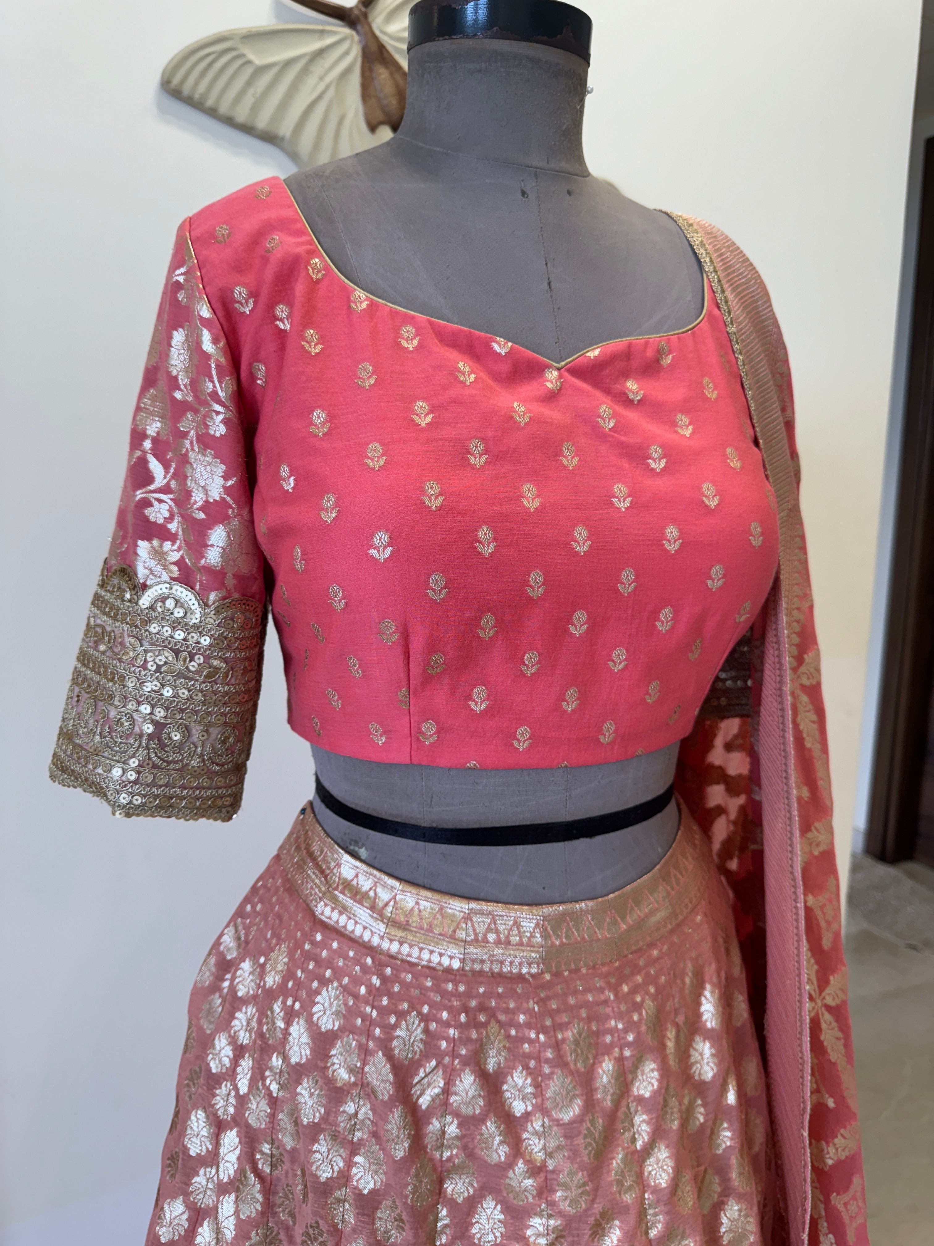 Peach Banarasi Lehenga
