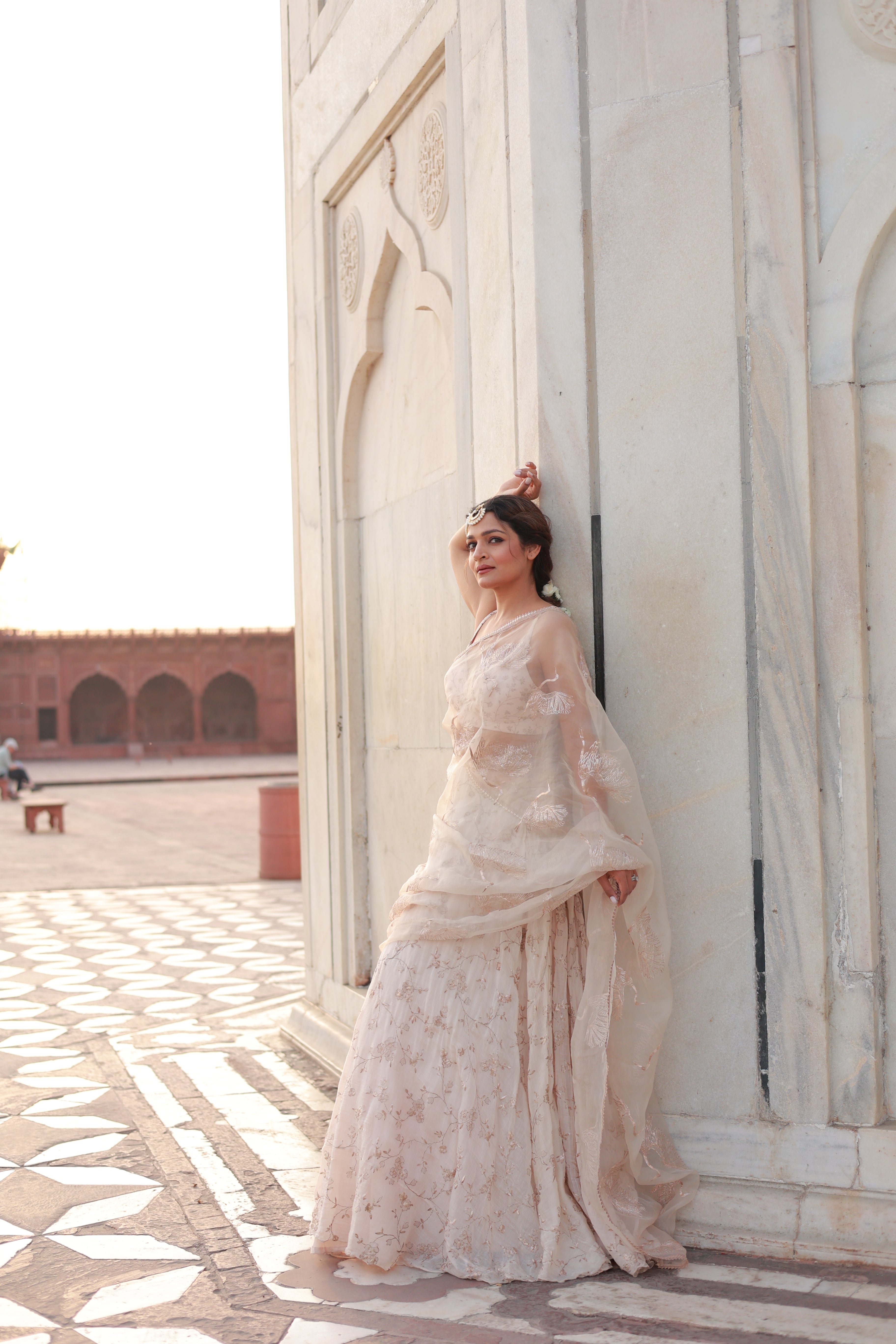 Silk chanderi lehenga with dori embroidery