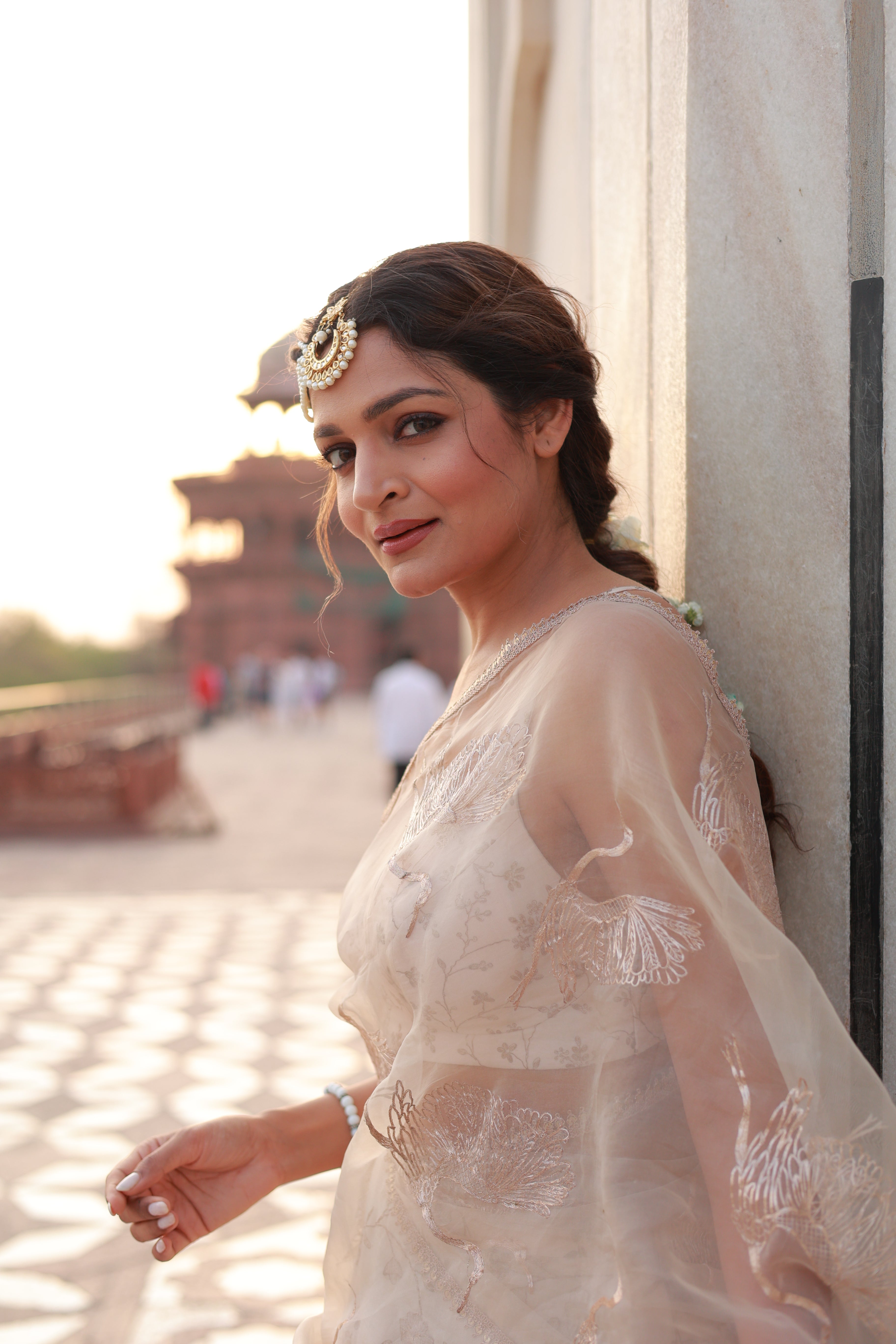 Silk chanderi lehenga with dori embroidery