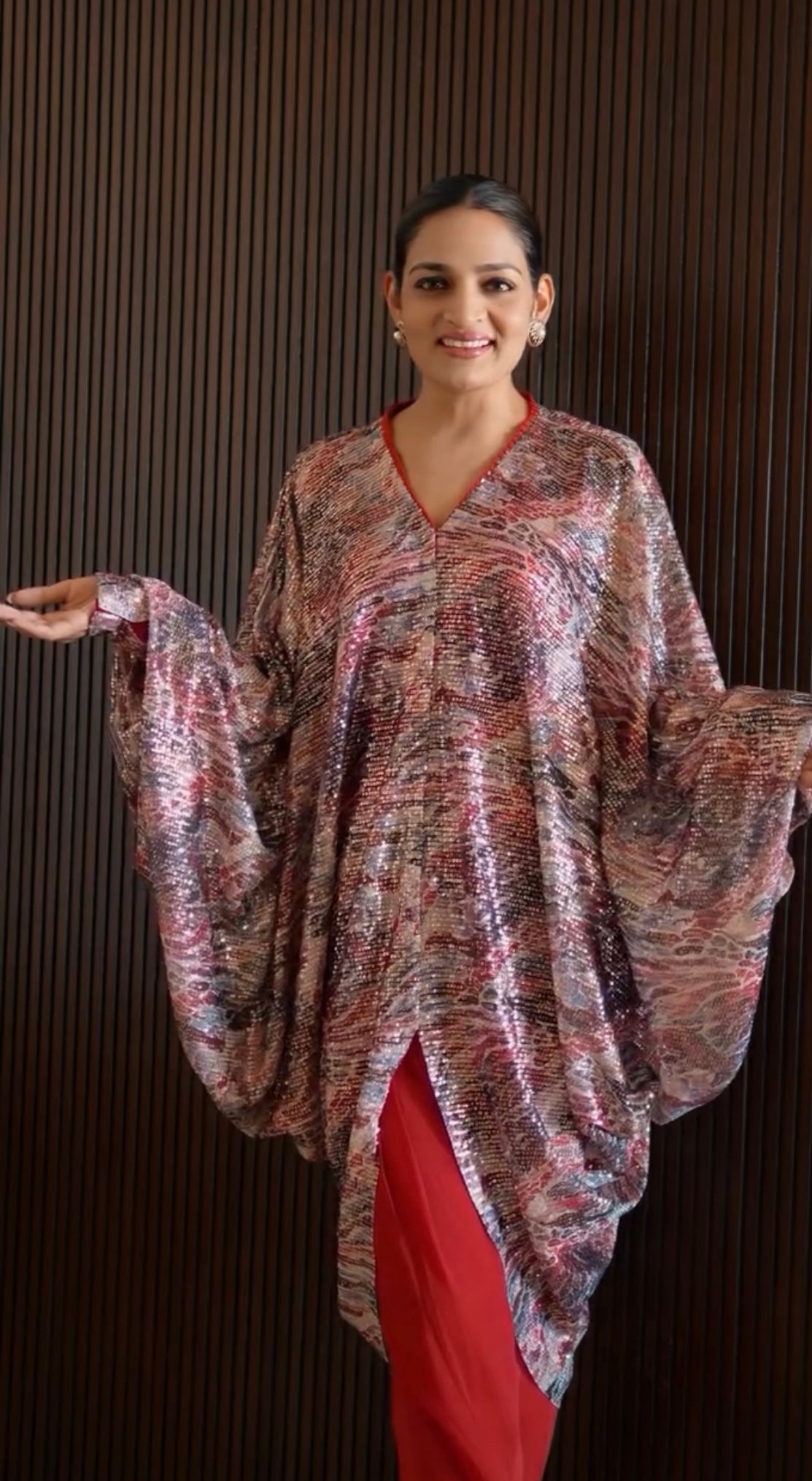 Red Sequinned Cape suit
