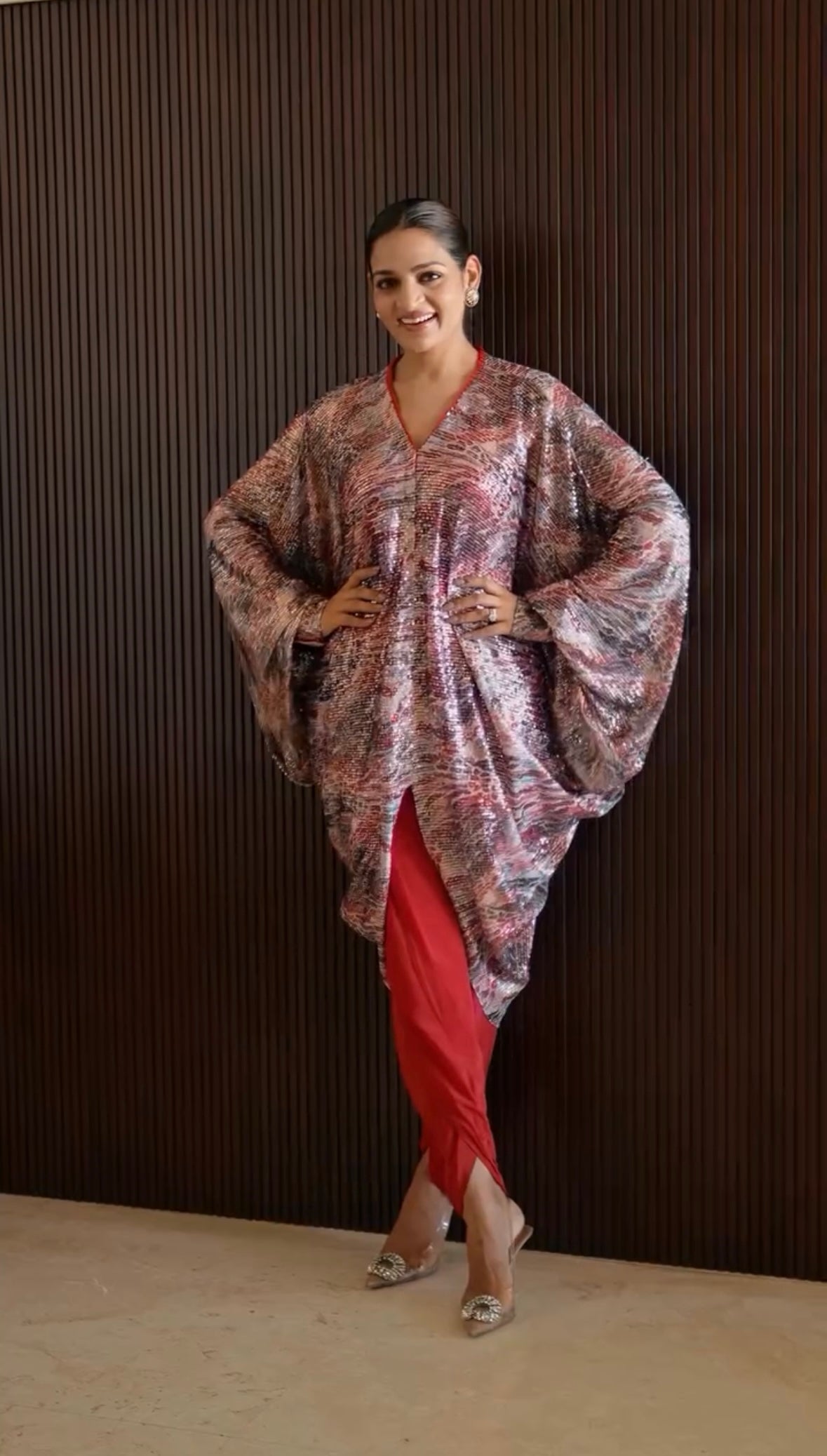 Red Sequinned Cape suit