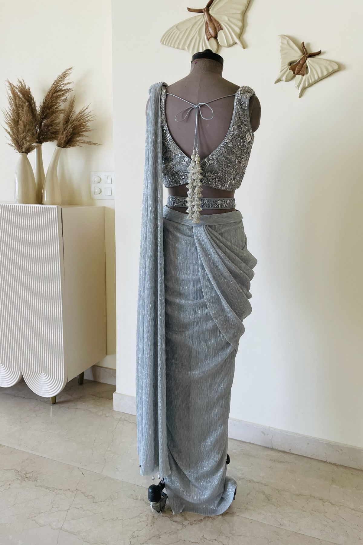 Silver Draped Saree