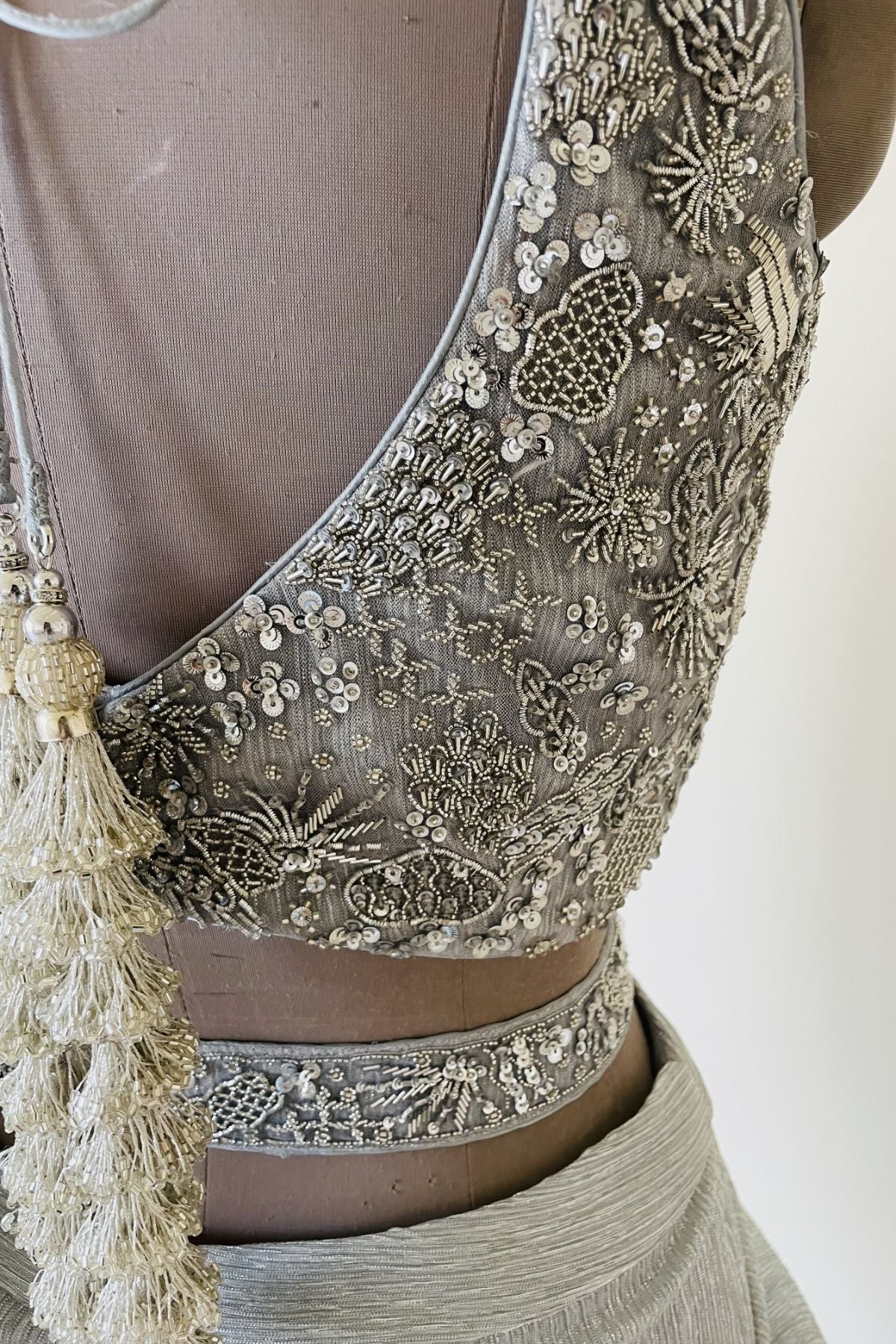 Silver Draped Saree