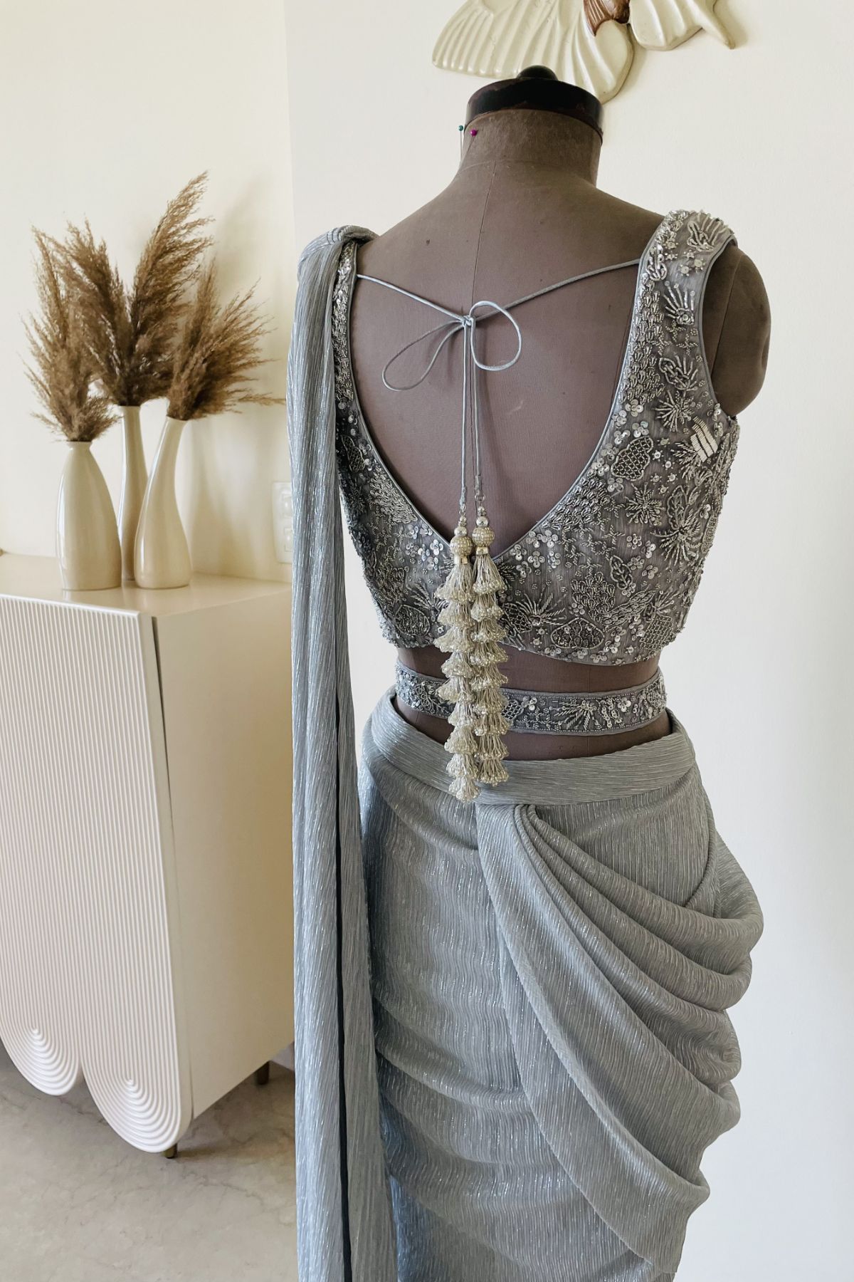 Silver Draped Saree