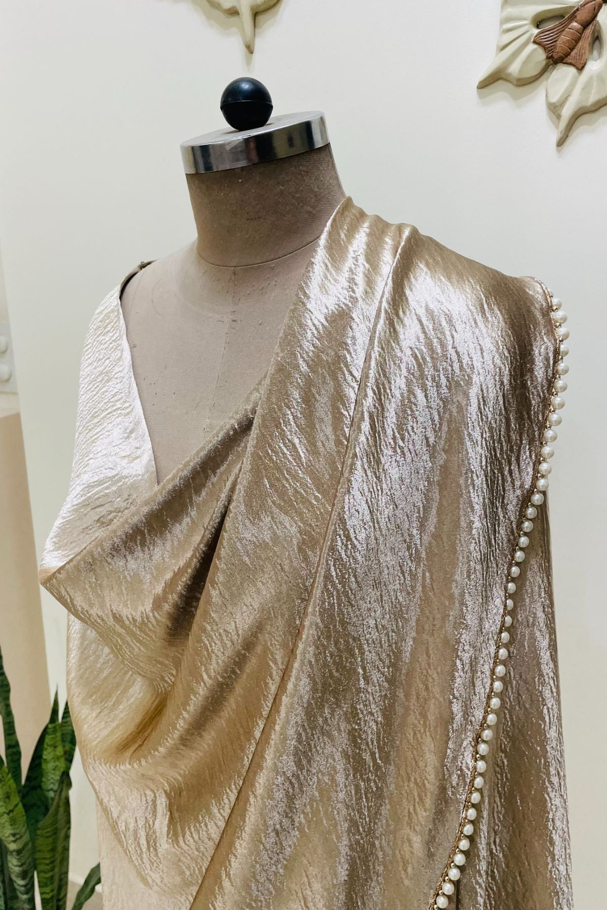 Gold Satin D-cut Stole
