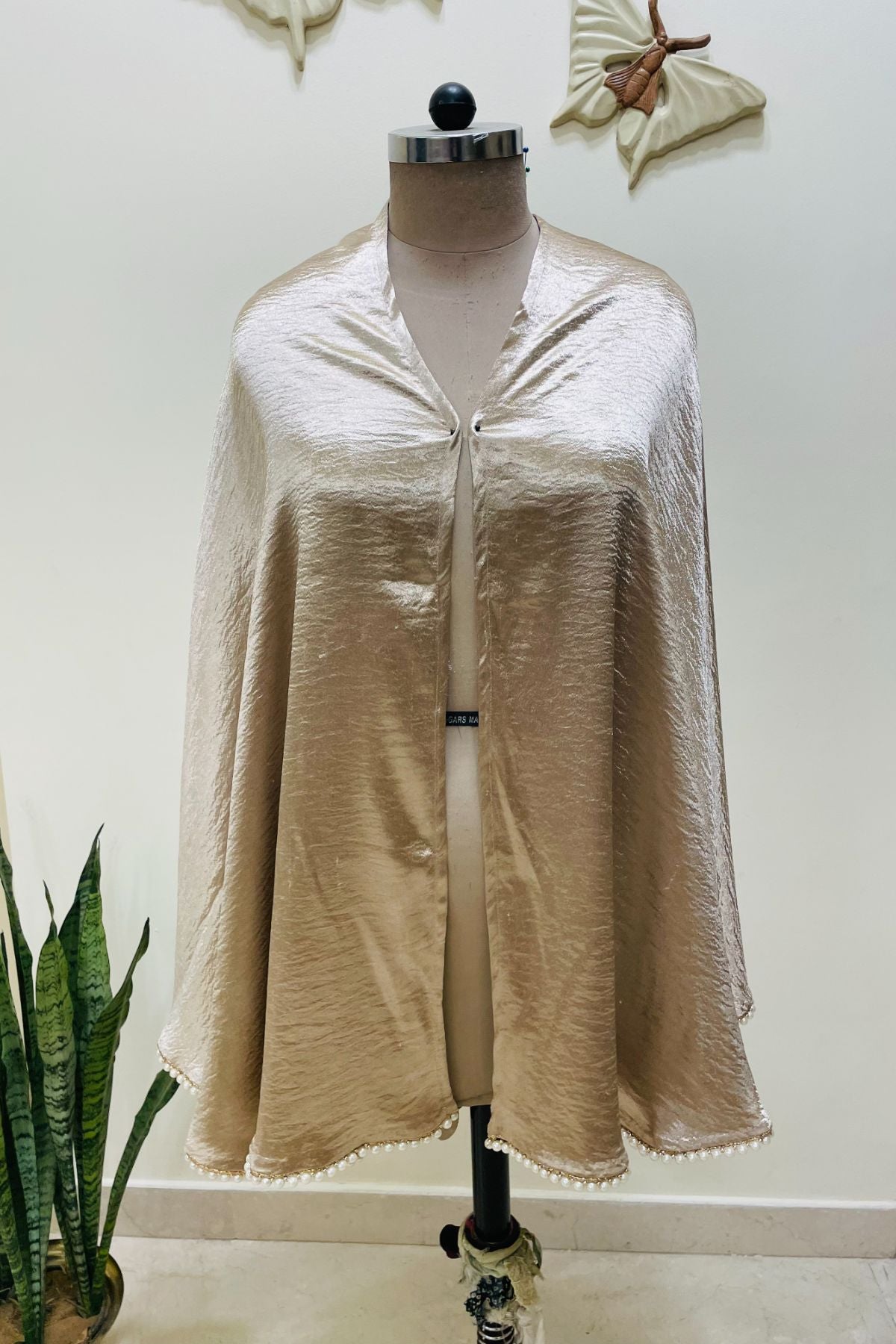 Gold Satin D-cut Stole