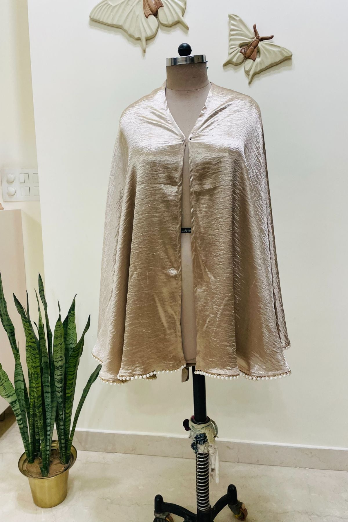 Gold Satin D-cut Stole