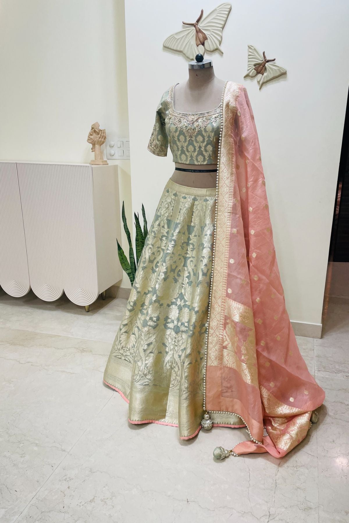 Organza Brocade Lehenga