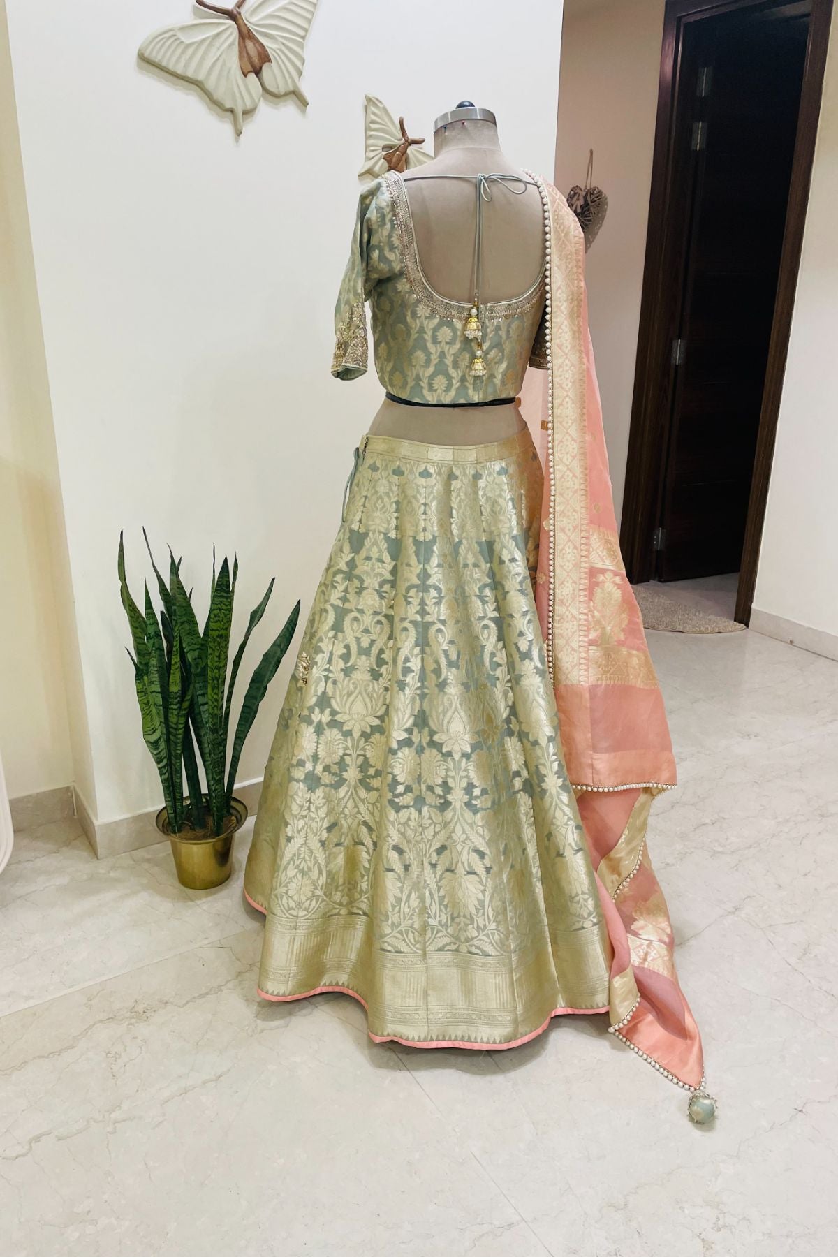 Organza Brocade Lehenga