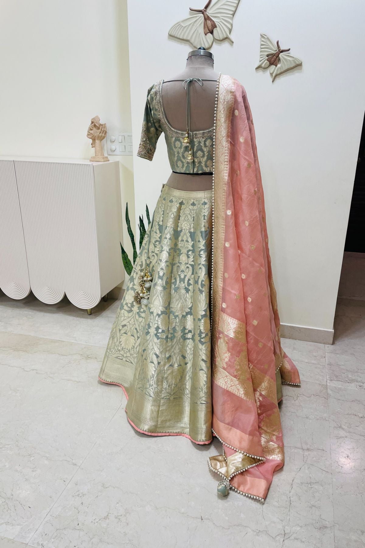 Organza Brocade Lehenga
