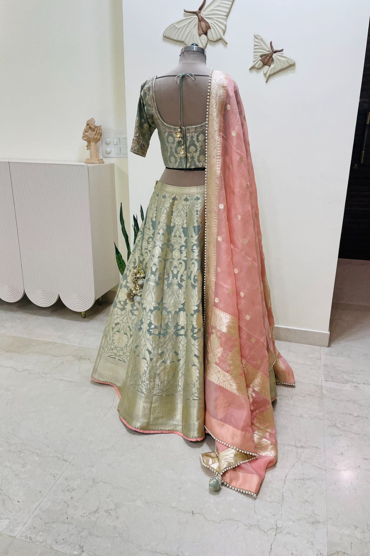 Organza Brocade Lehenga