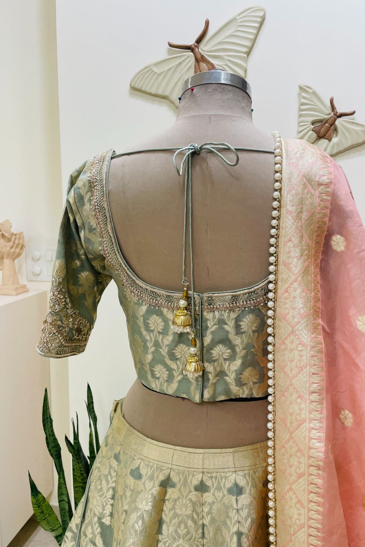Organza Brocade Lehenga