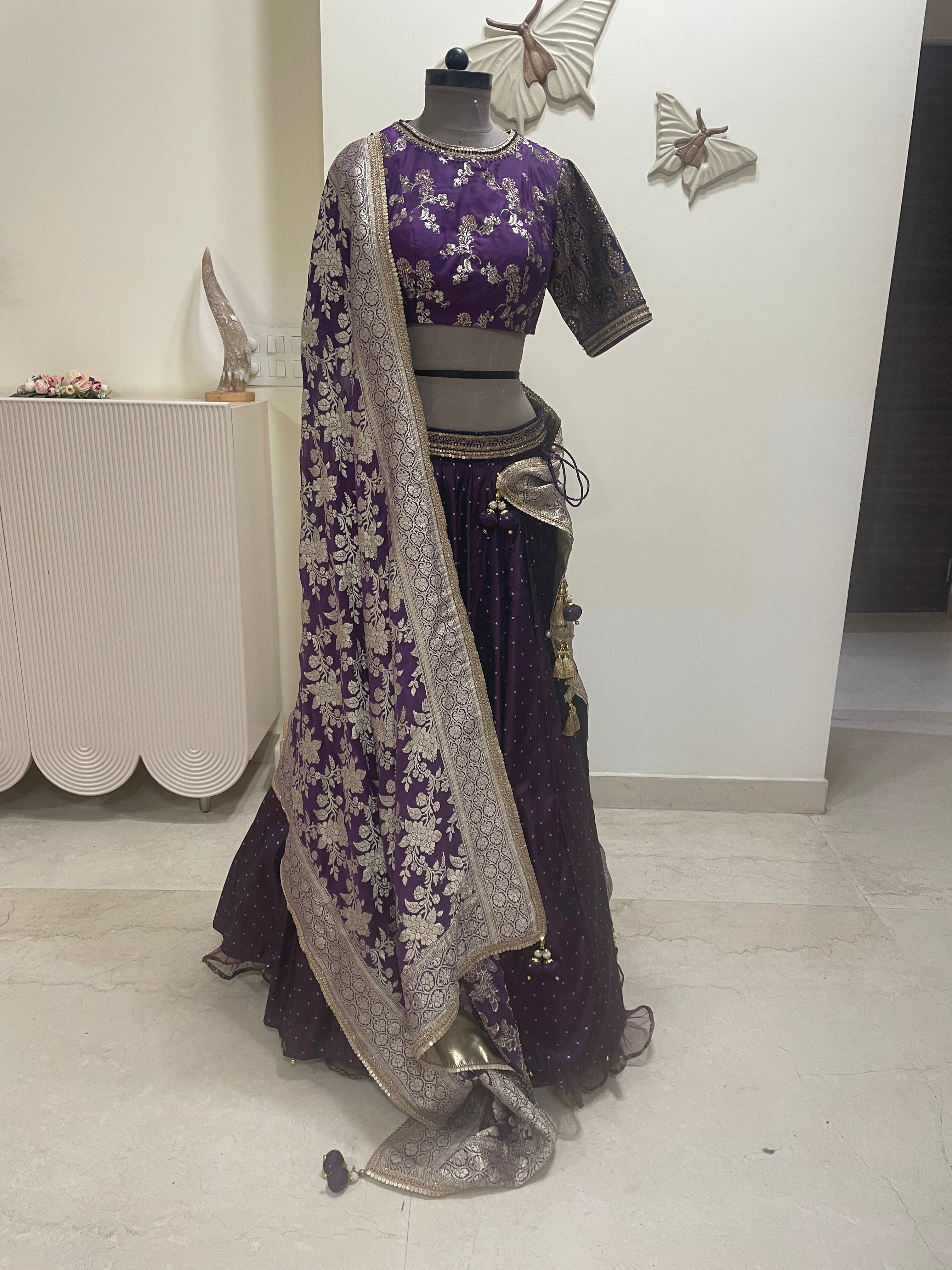 Purple Banarasi Lehenga