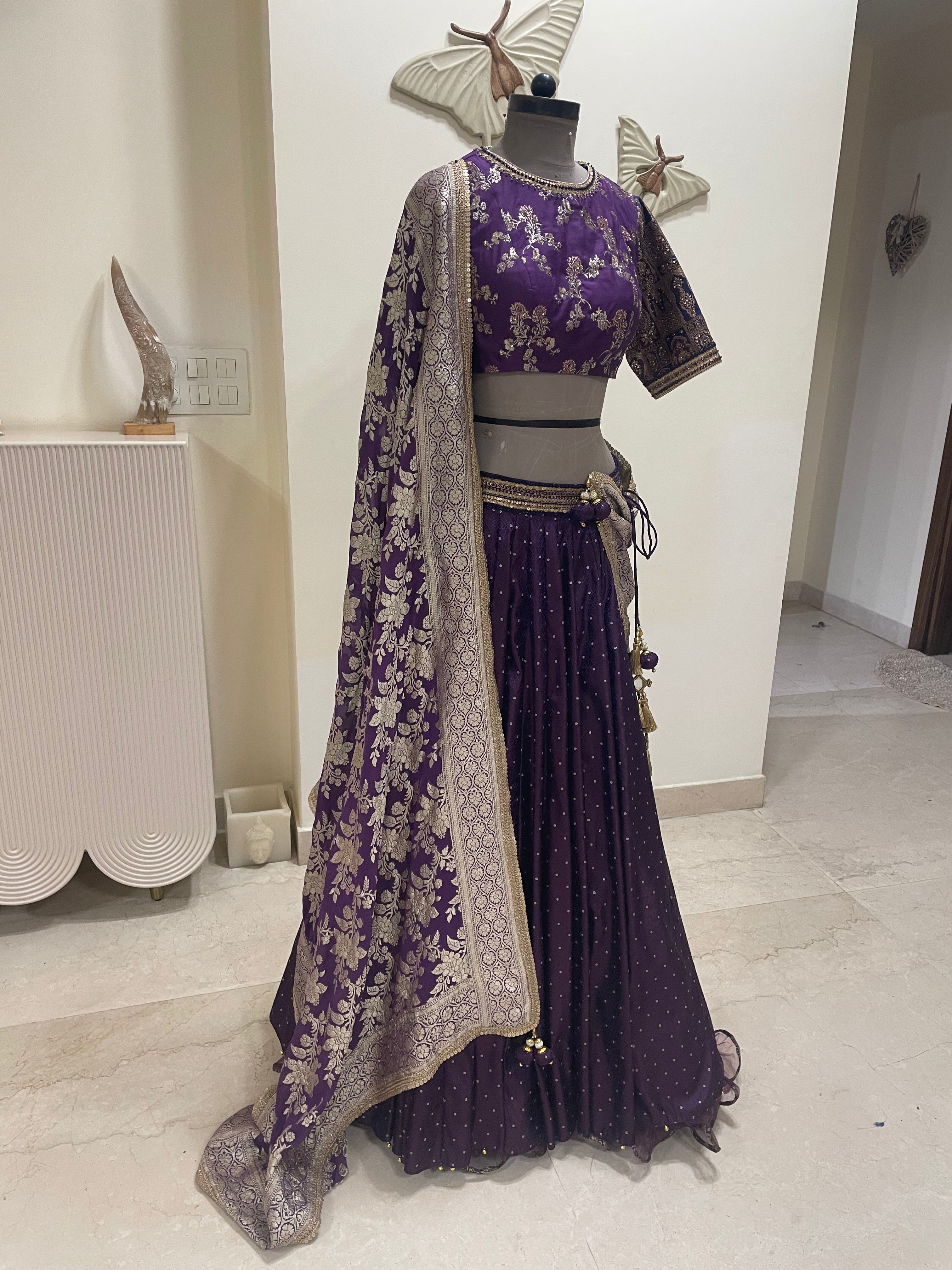 Purple Banarasi Lehenga