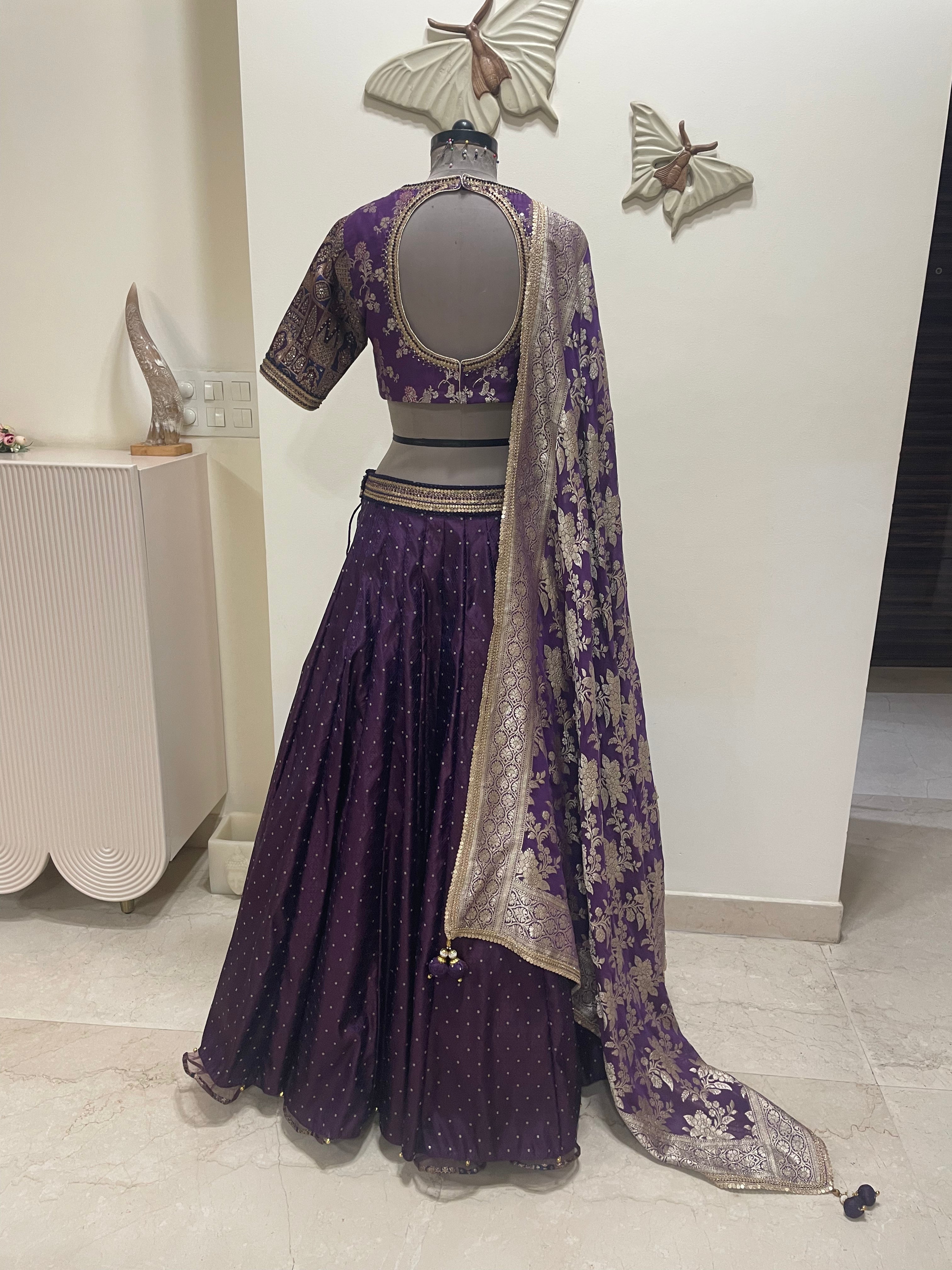 Purple Banarasi Lehenga