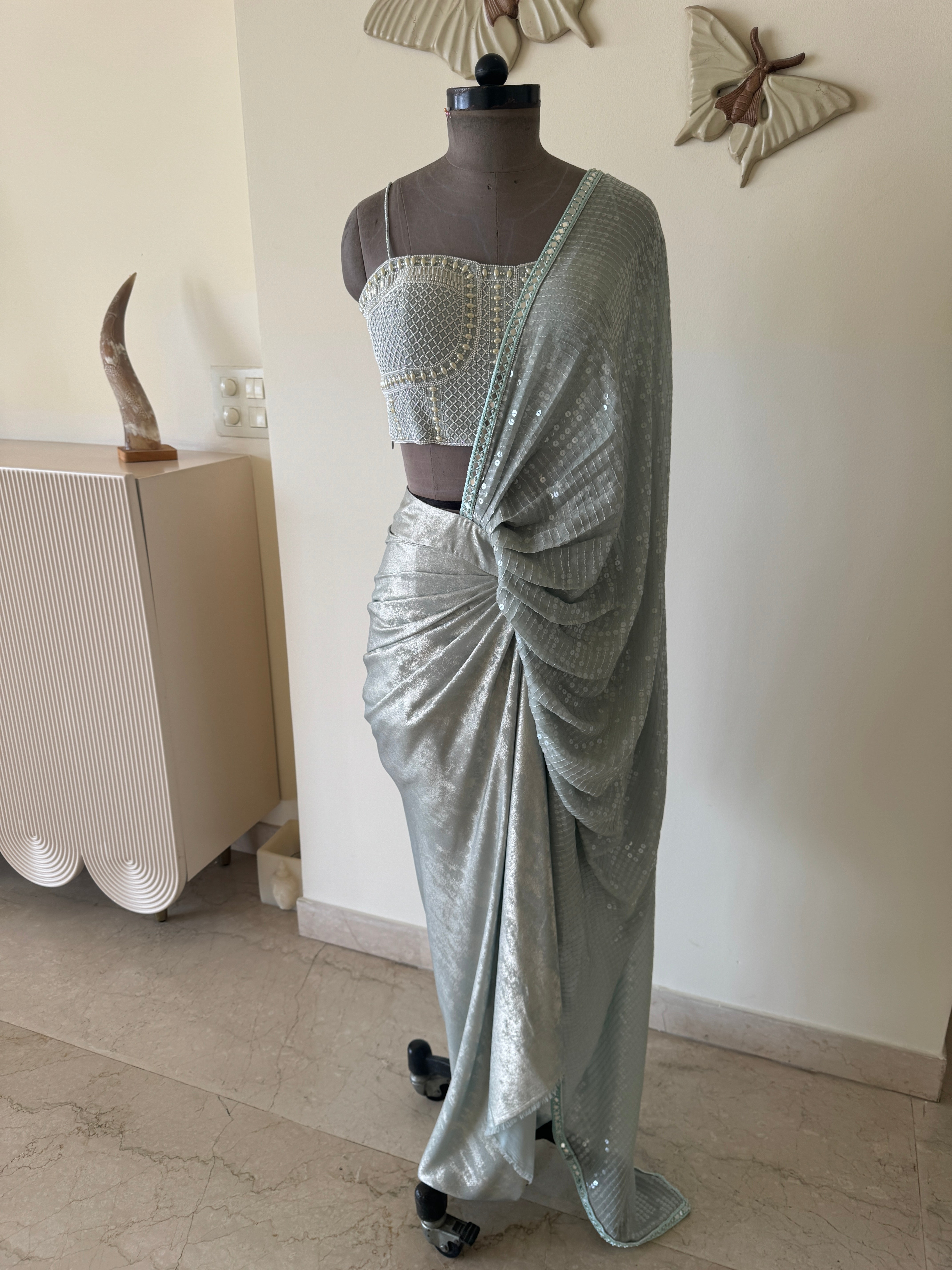 Mint Green Skirt Drape and Corset