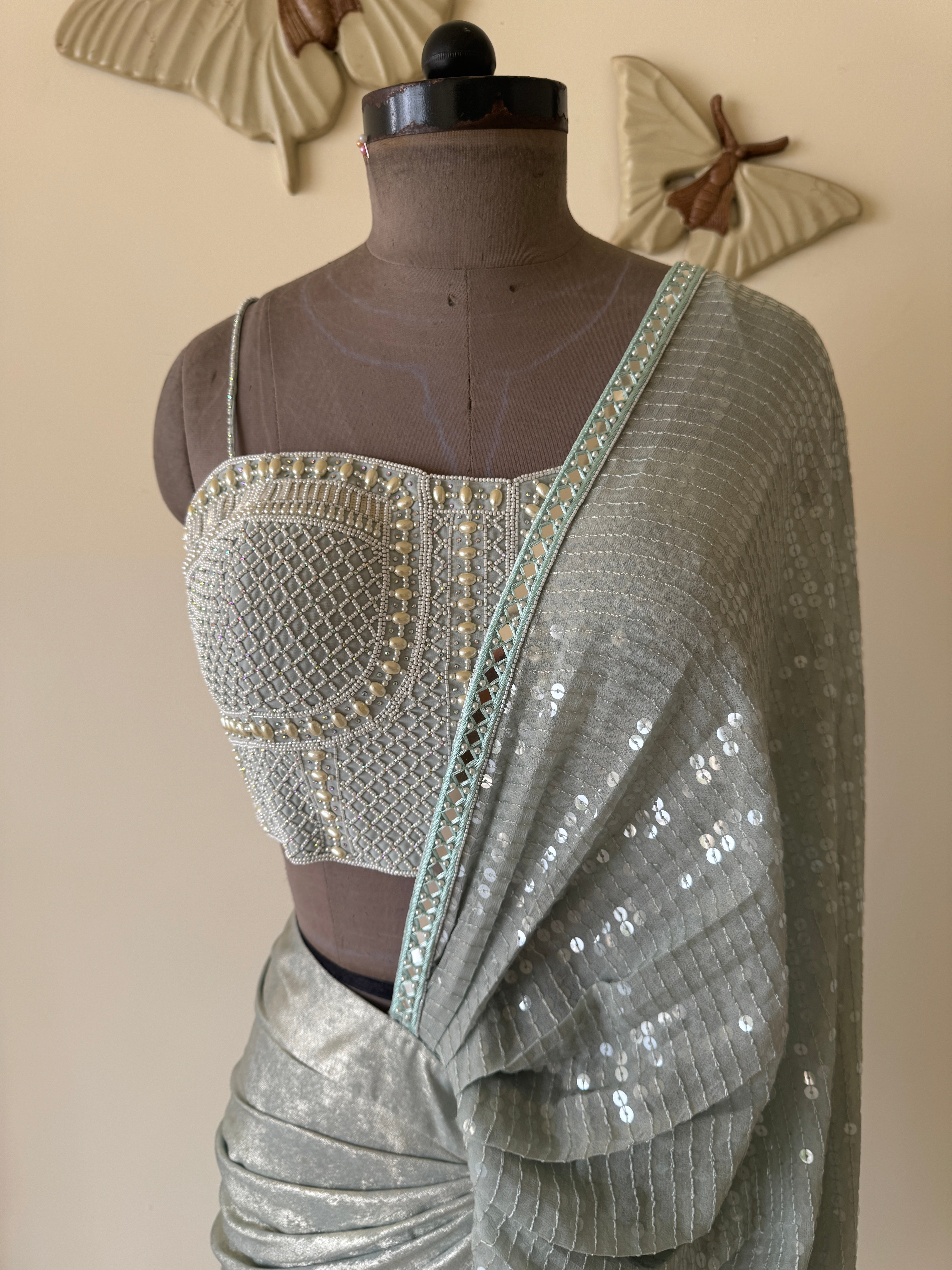 Mint Green Skirt Drape and Corset