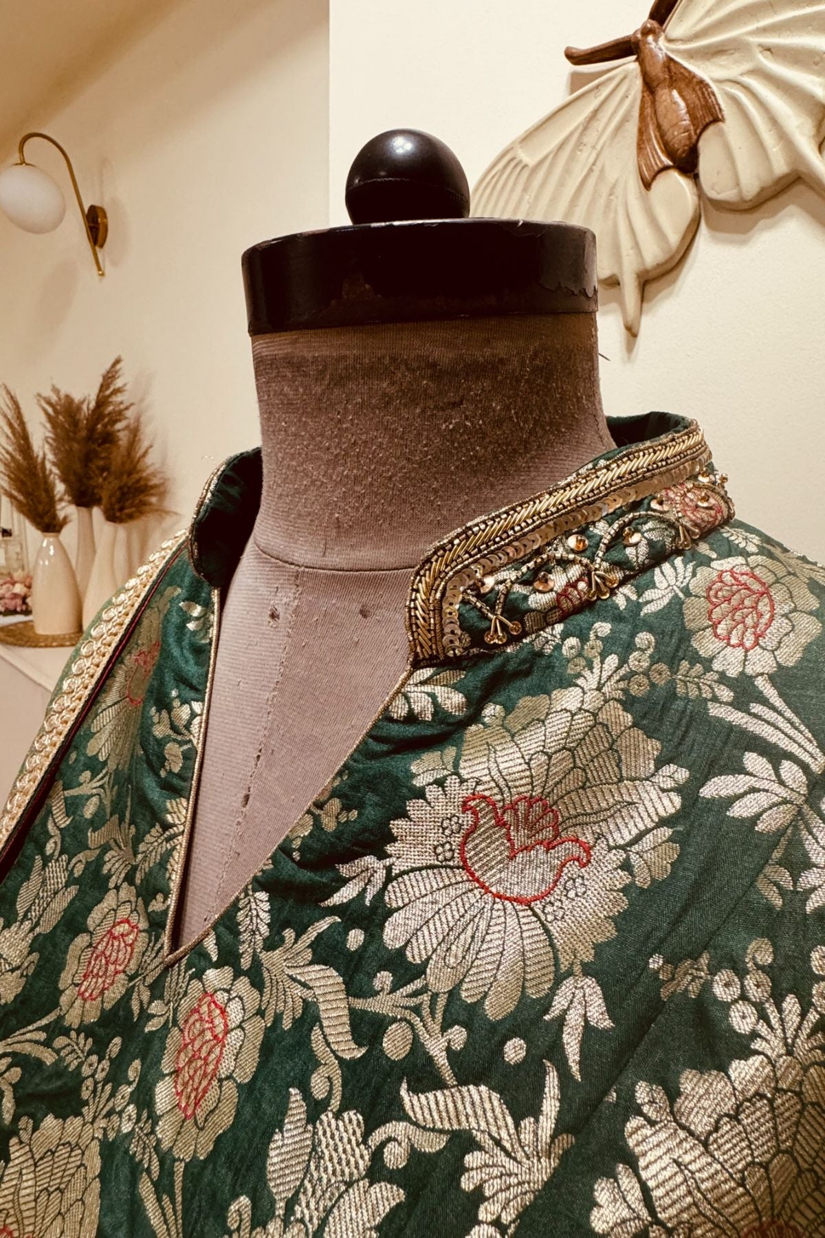 Green Brocade Lehenga