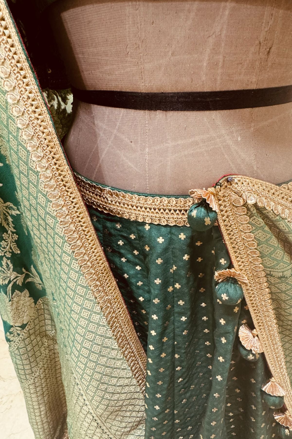 Green Brocade Lehenga