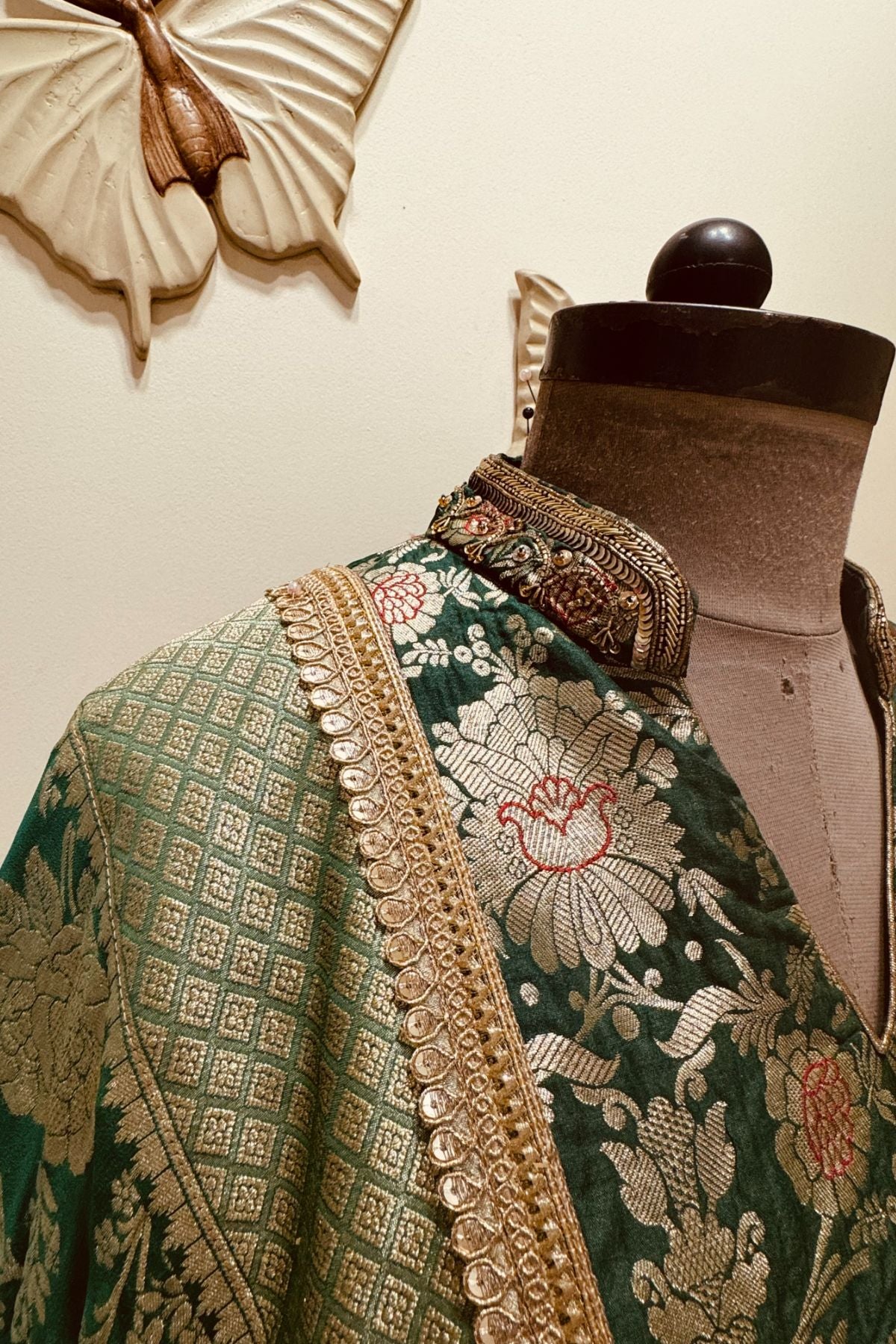 Green Brocade Lehenga