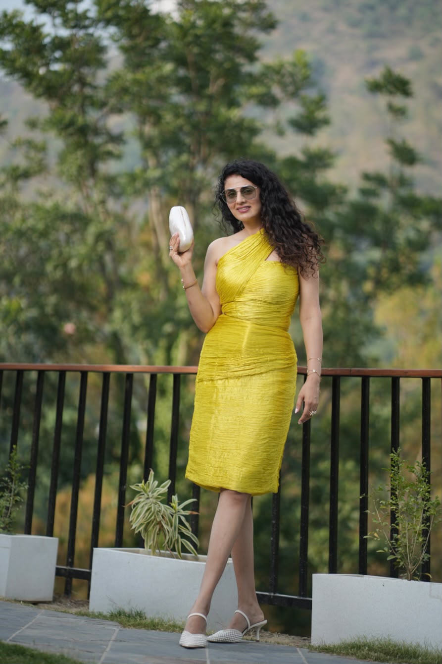 Lime Green Crushed Silk Dress