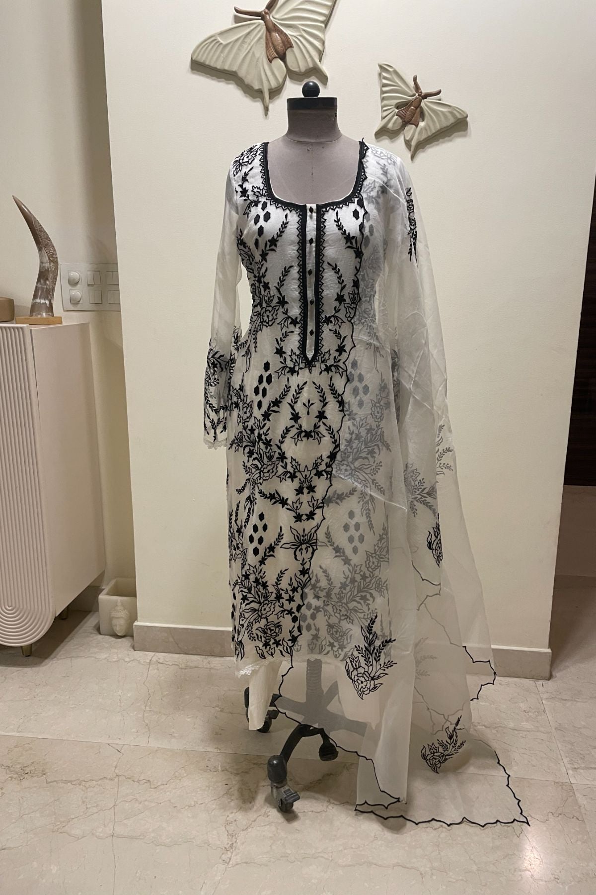Black and White Organza Suit