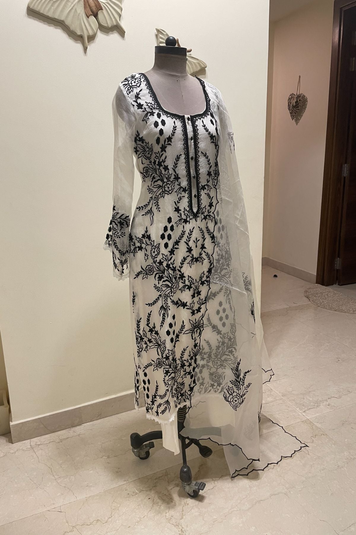 Black and White Organza Suit