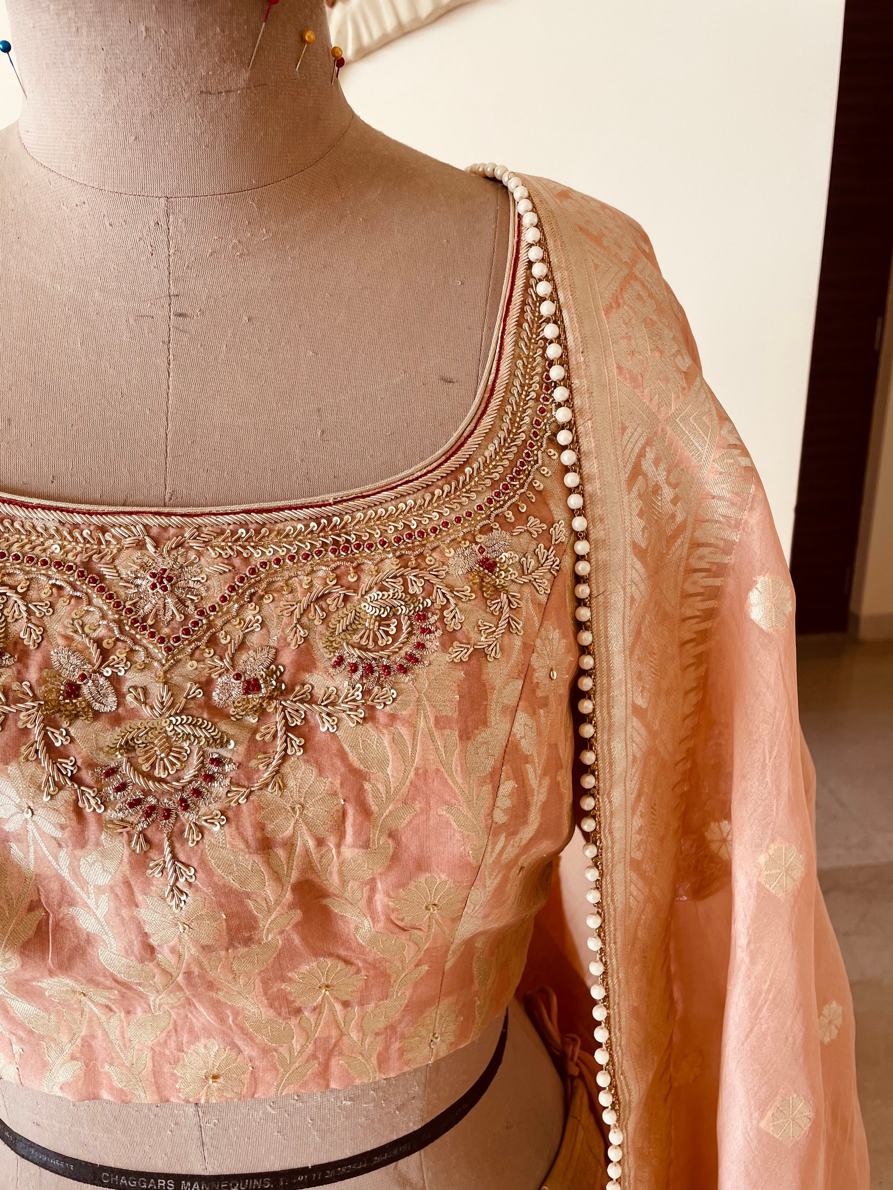 Organza Brocade Lehenga