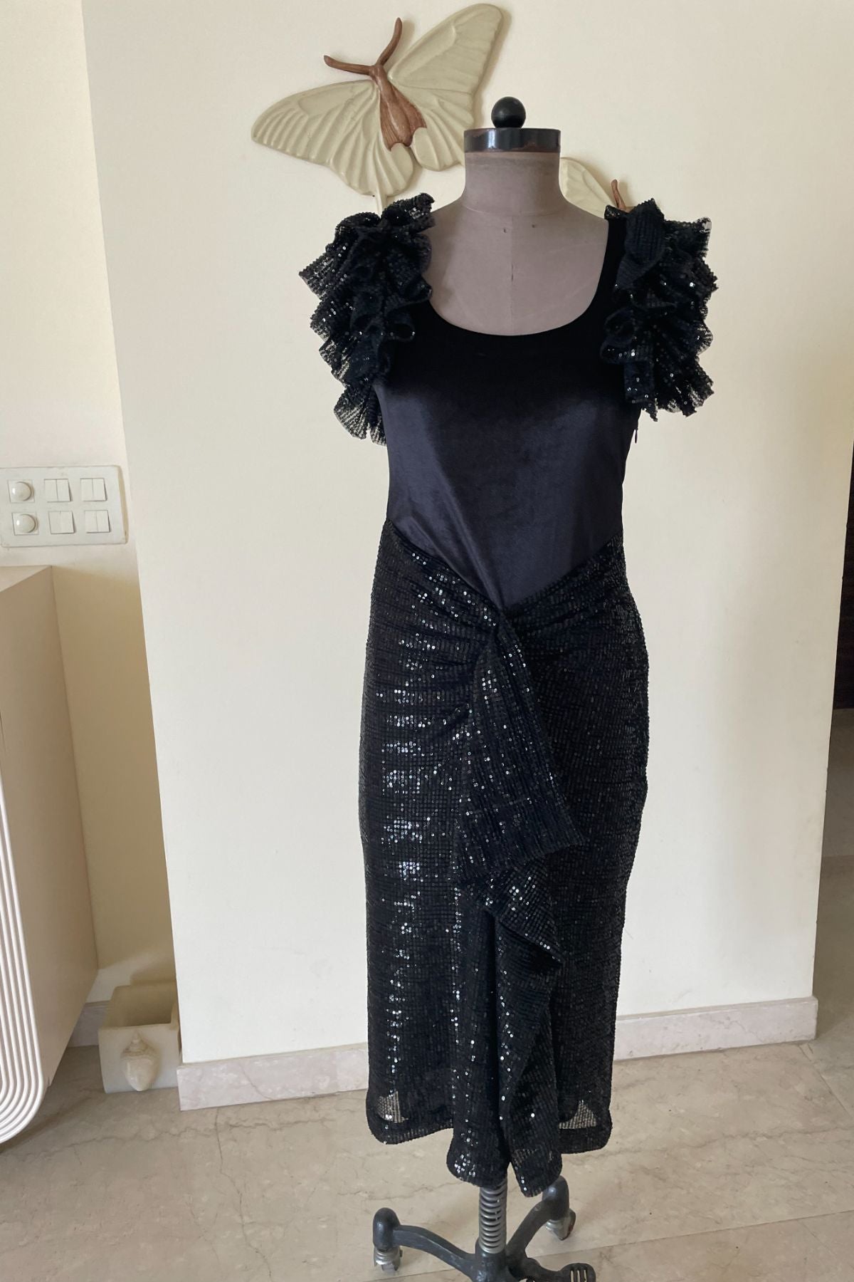 Black Velvet and Sequin Dress