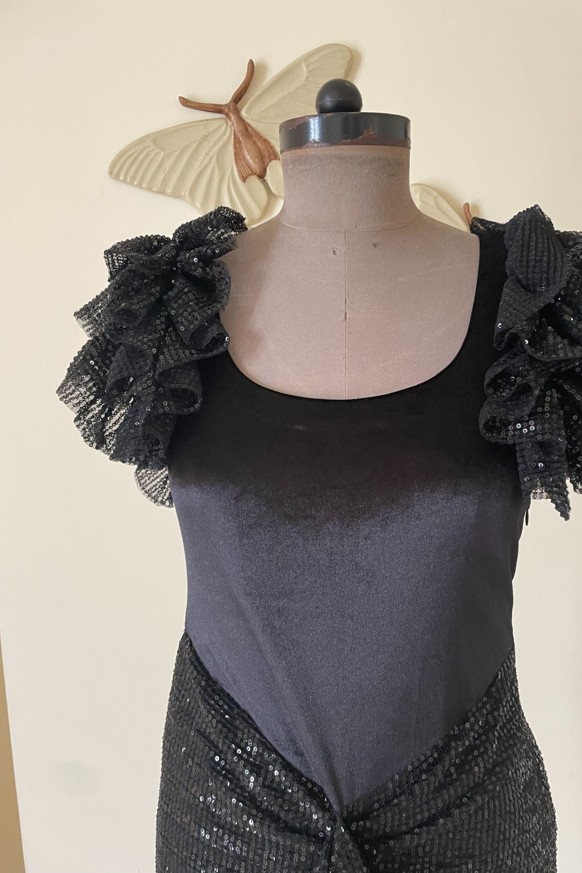 Black Velvet and Sequin Dress