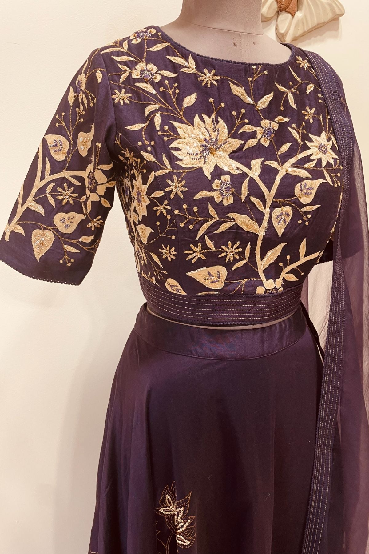 Purple Chanderi Lehenga