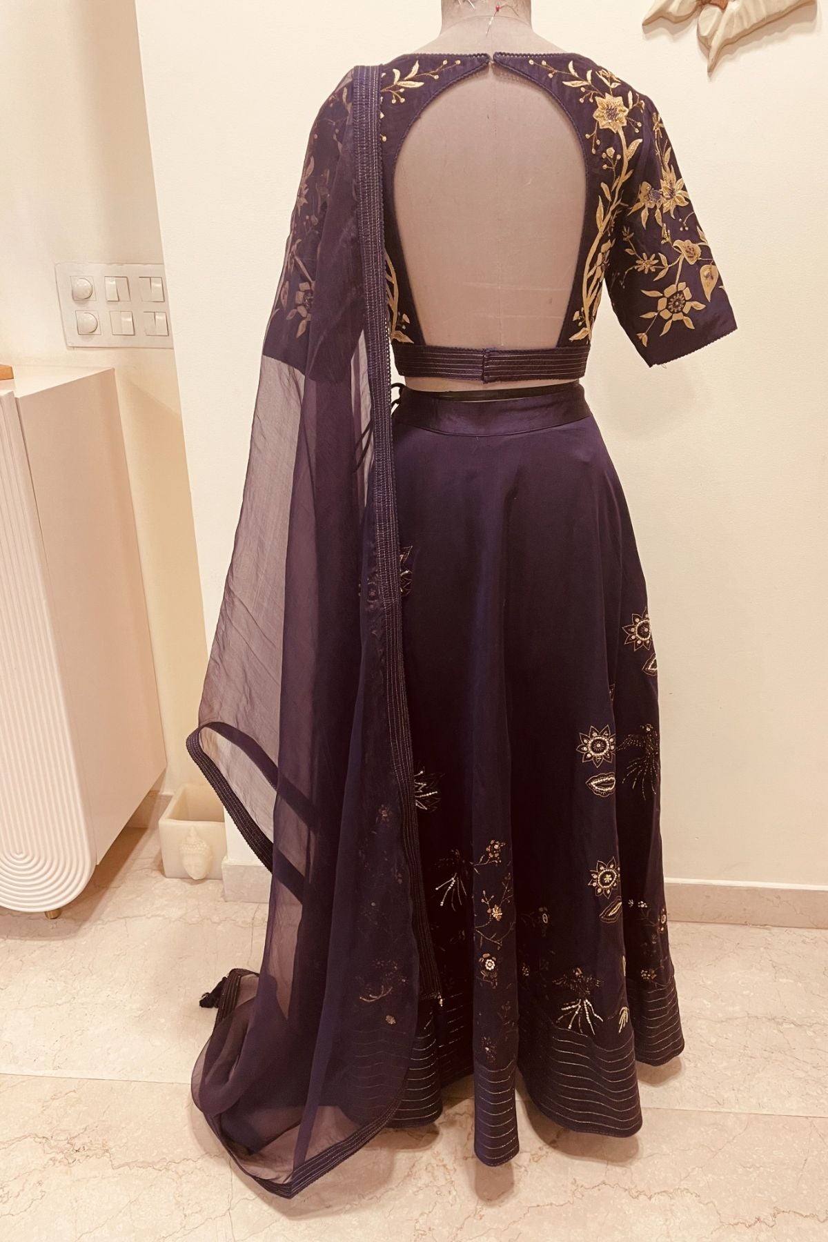 Purple Chanderi Lehenga