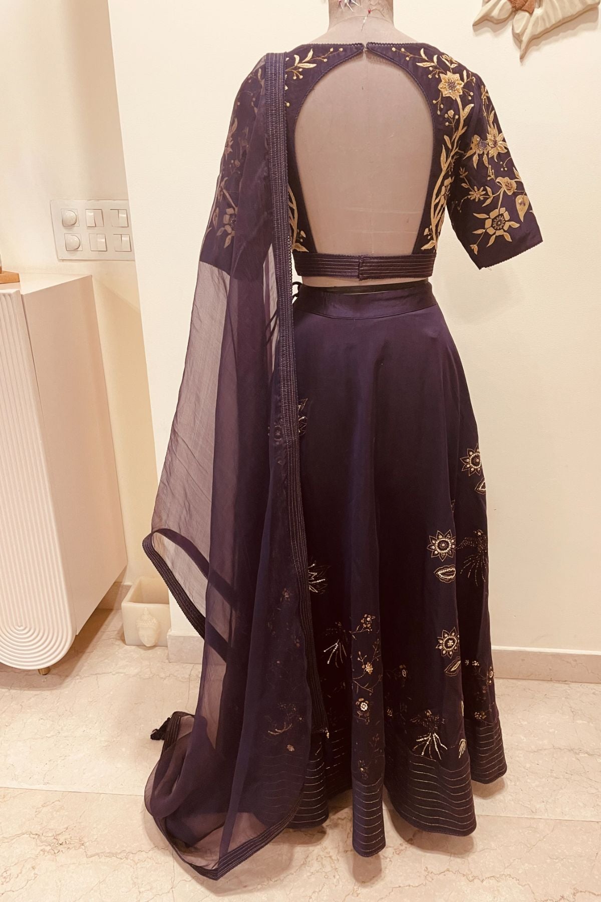 Purple Chanderi Lehenga