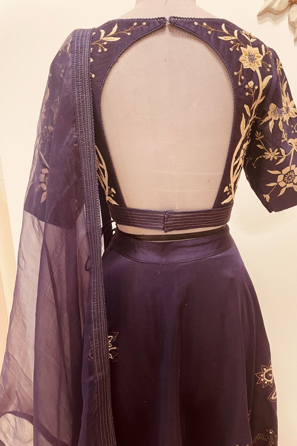 Purple Chanderi Lehenga