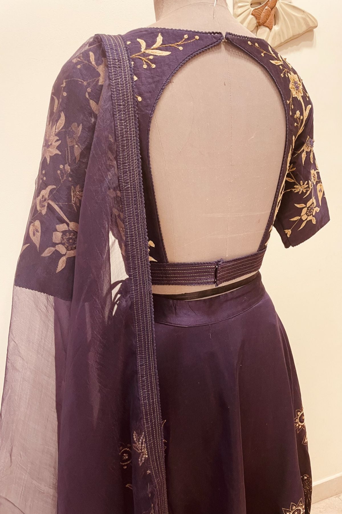 Purple Chanderi Lehenga