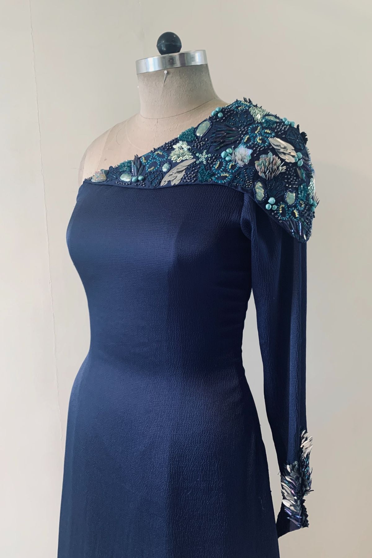 Ocean Blue off Shoulder Gown
