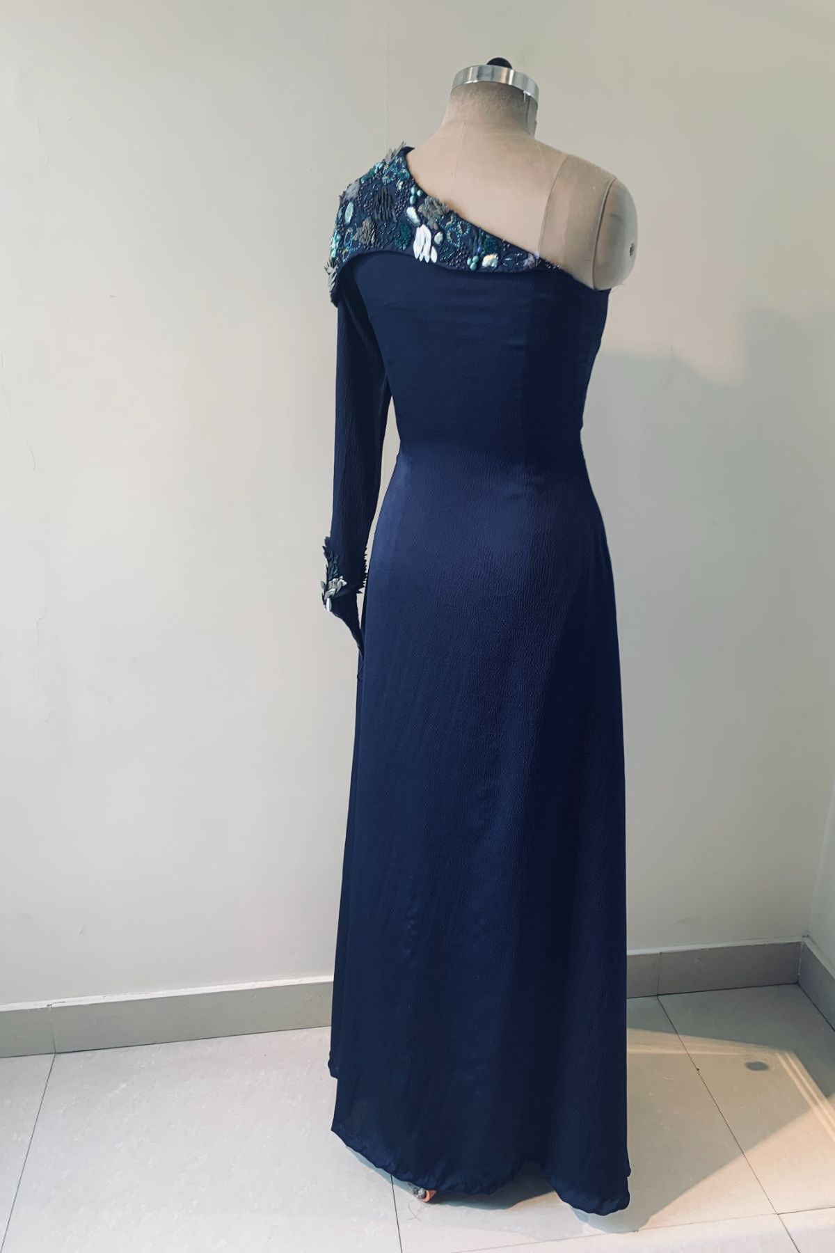 Ocean Blue off Shoulder Gown
