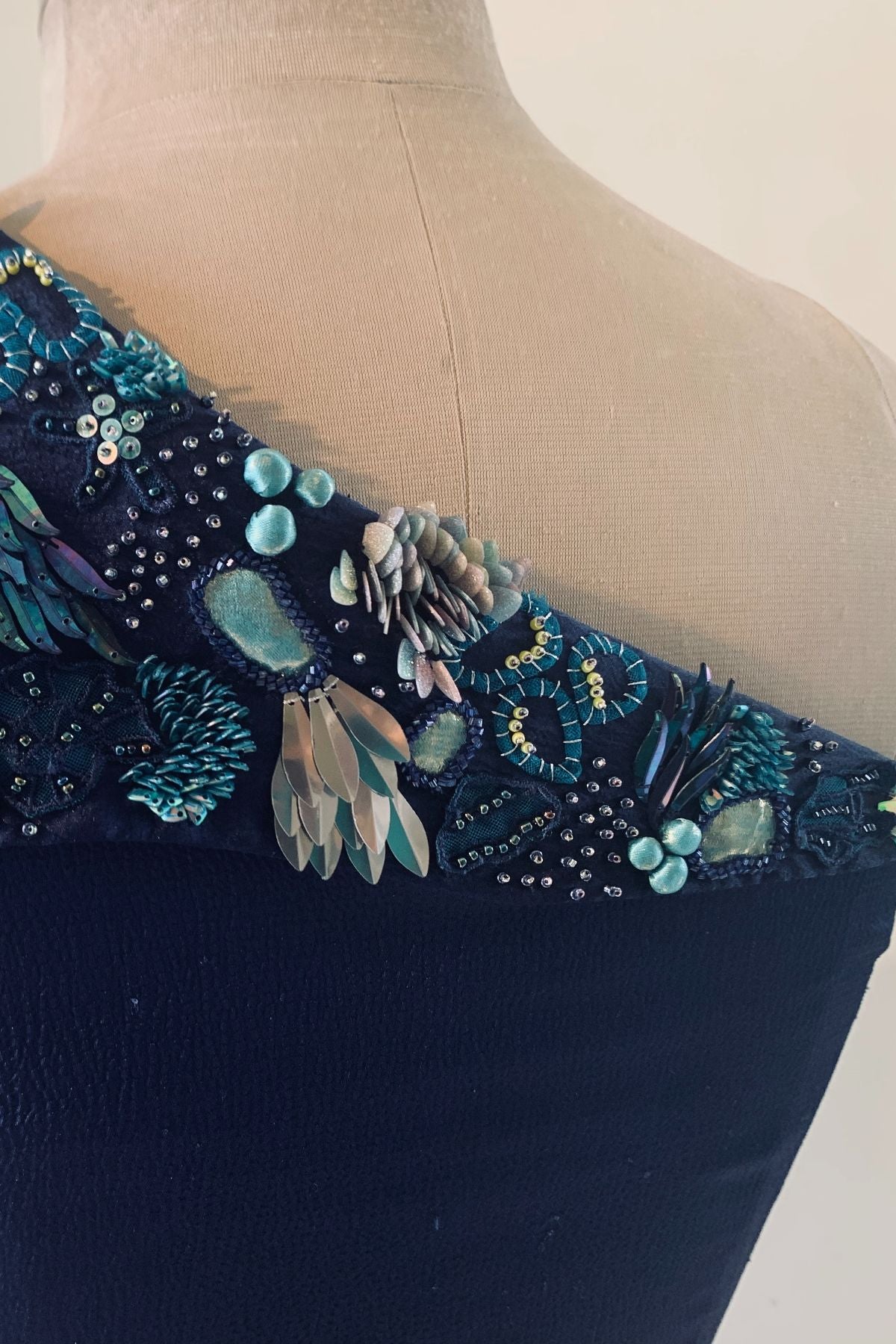 Ocean Blue off Shoulder Gown