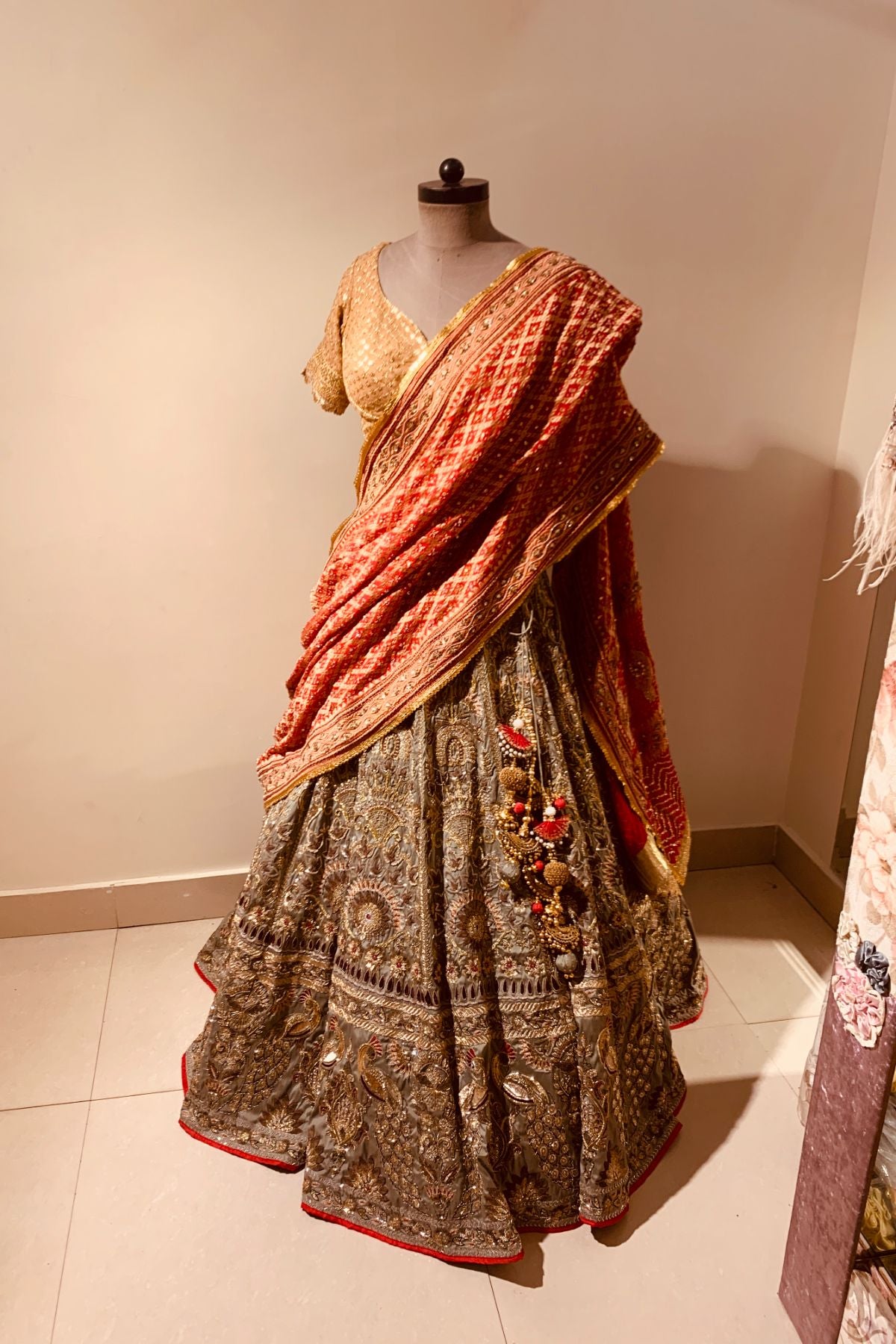 Olive Peacock Lehenga